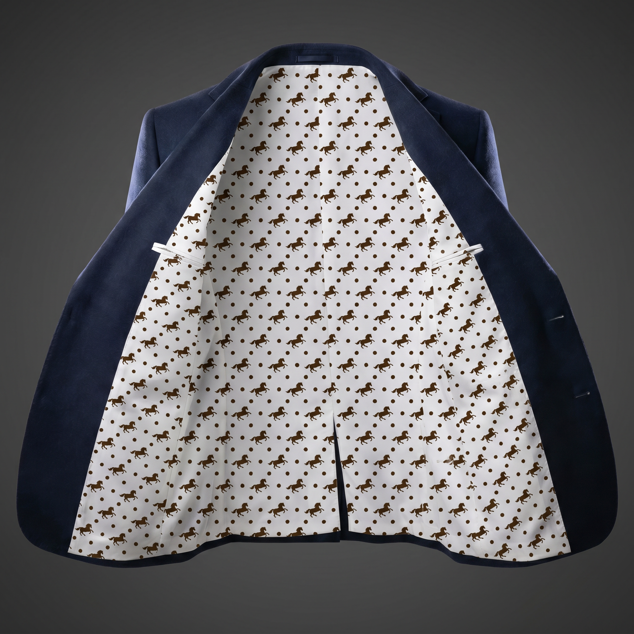 Forro Caballos Polo Print — Marrón y Blanco