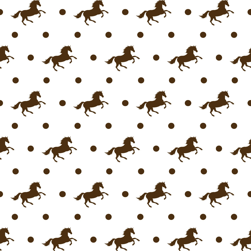 Forro Caballos Polo Print — Marrón y Blanco