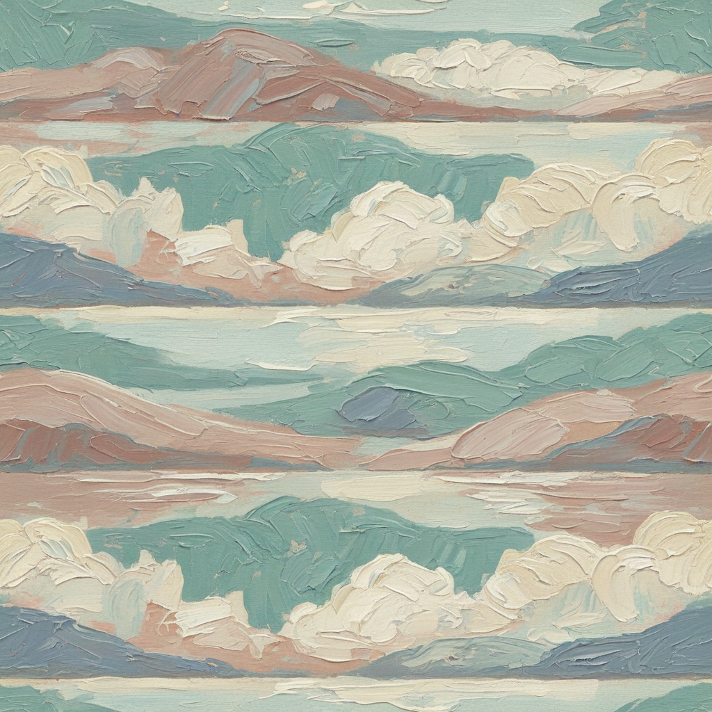 Forro Paisaje al Óleo — Montañas Pastel