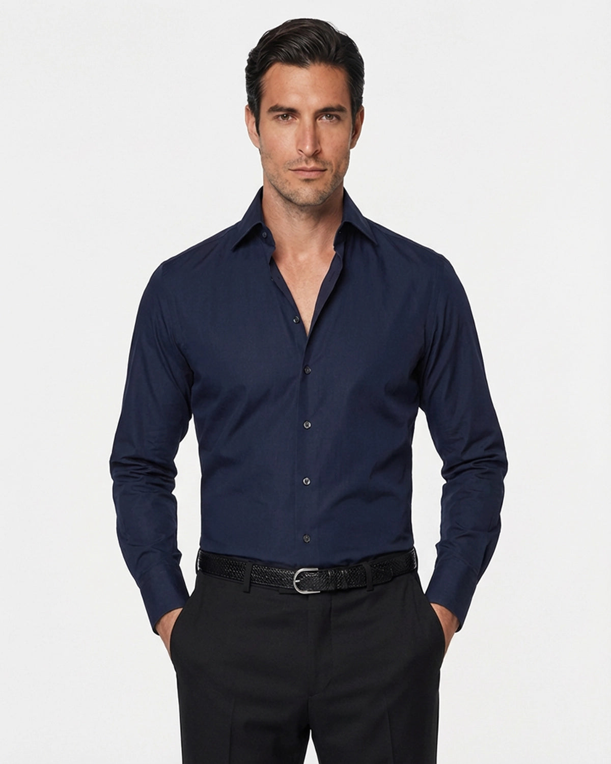 Camisa a Medida Azul Marino (Navy) en Algodón Premium: La Alternativa Sofisticada
