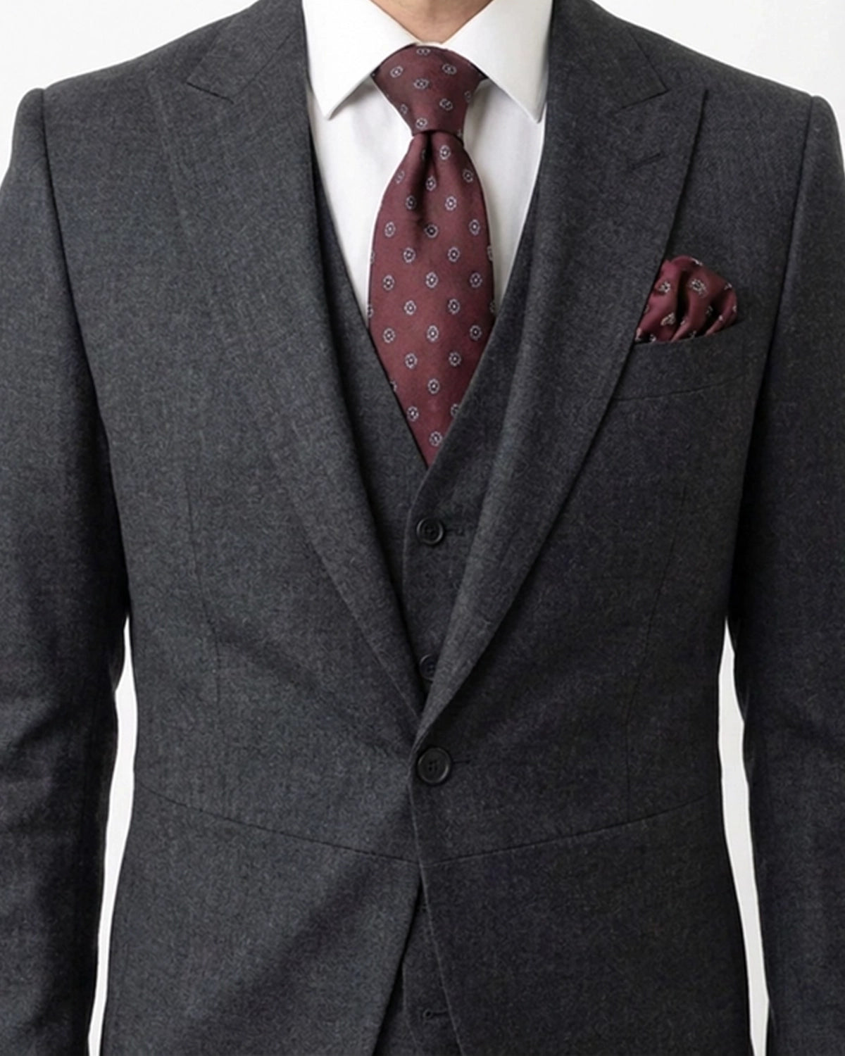 Chaqué de Novio a Medida "Total Look" en Gris Marengo (Antracita) de 3 Piezas