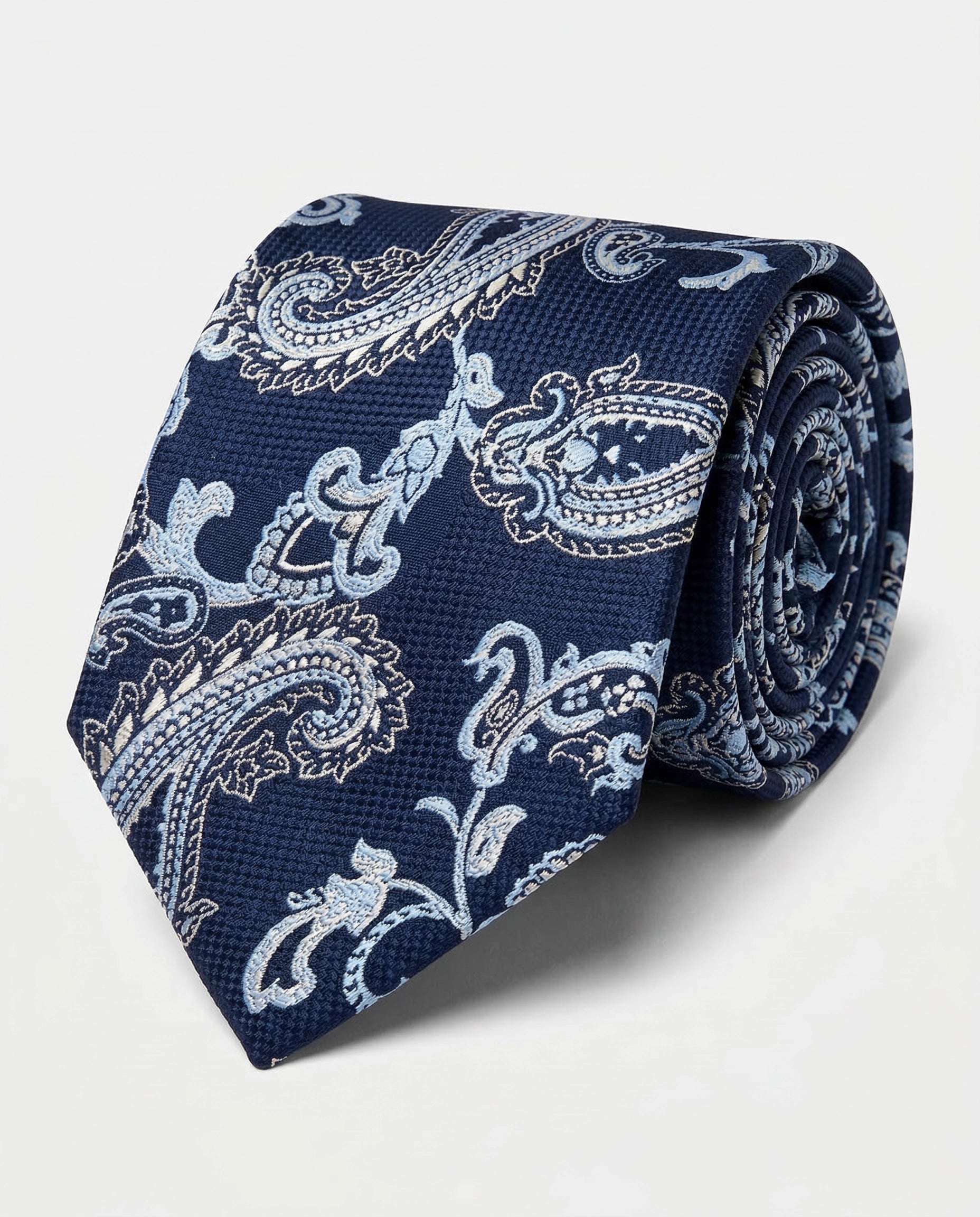 Corbata Azul Marino con Estampado Paisley