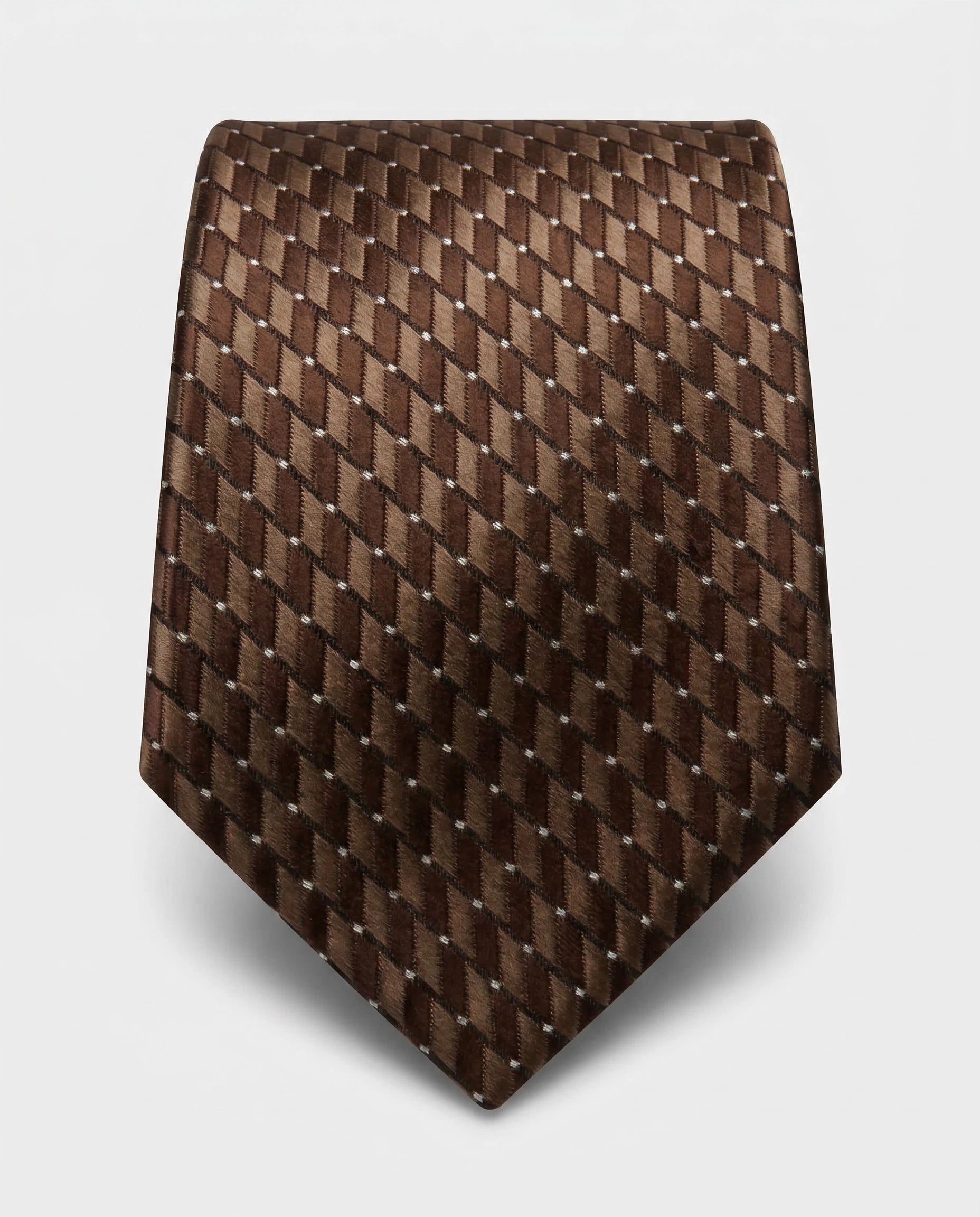 Corbata Marrón Chocolate con Trama Geométrica