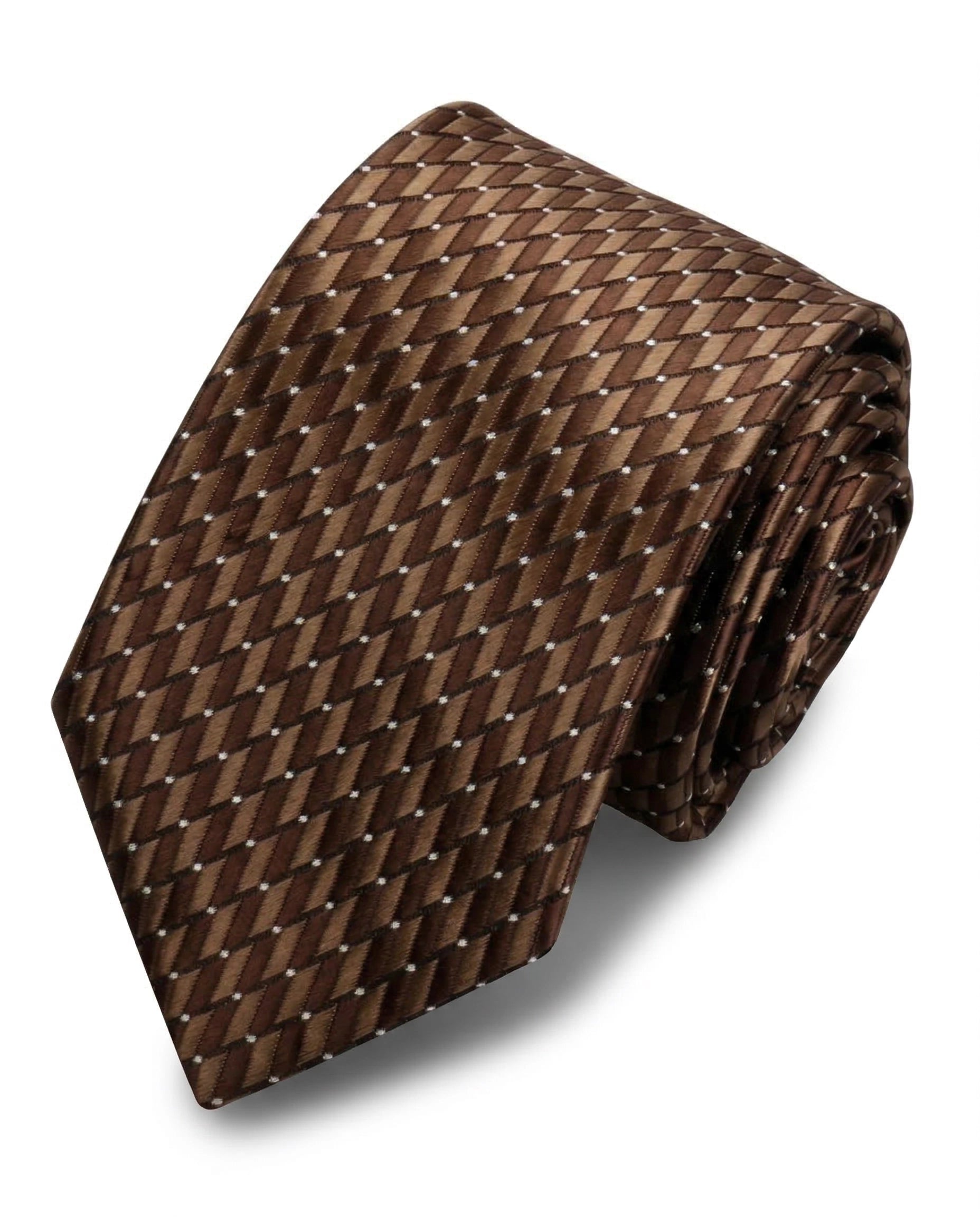 Corbata Marrón Chocolate con Trama Geométrica