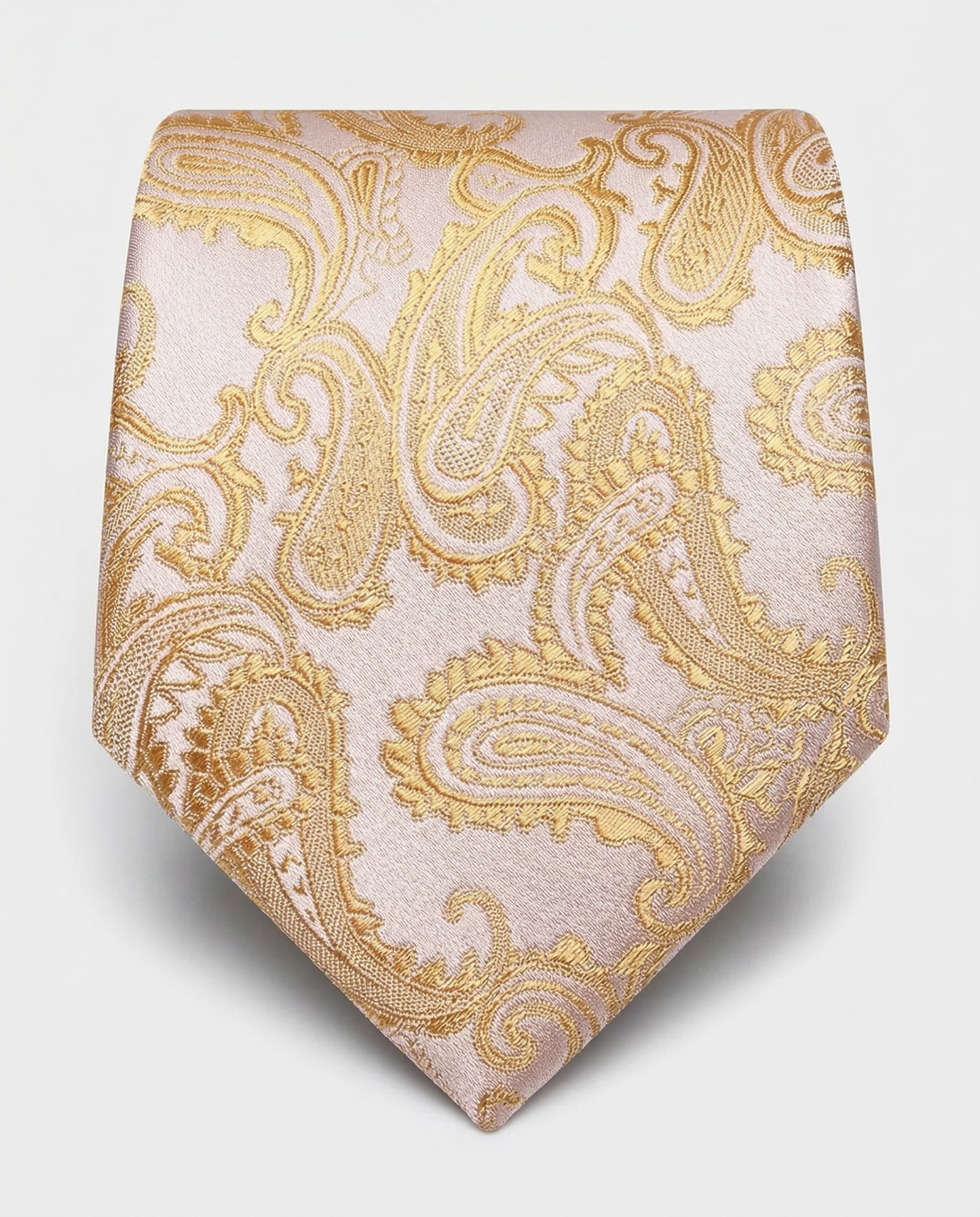 Corbata Champagne con Diseño Cachemir Dorado