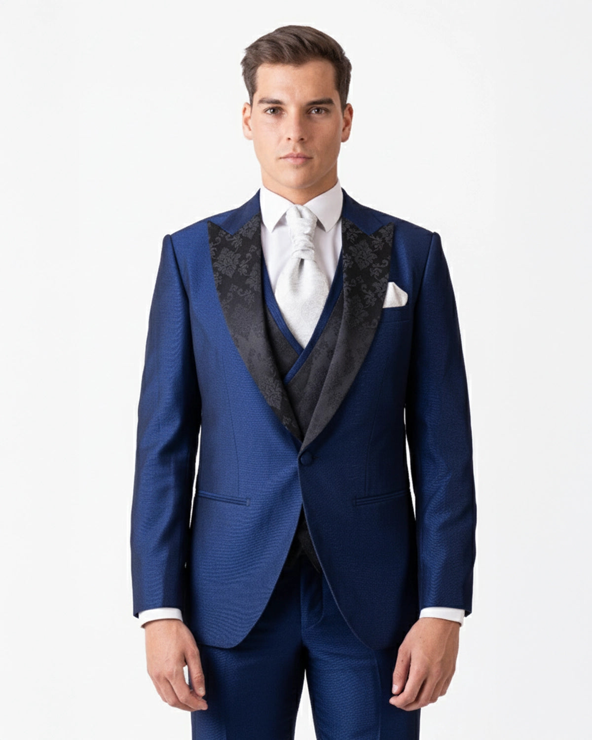 Esmoquin Azul con solapa estampada