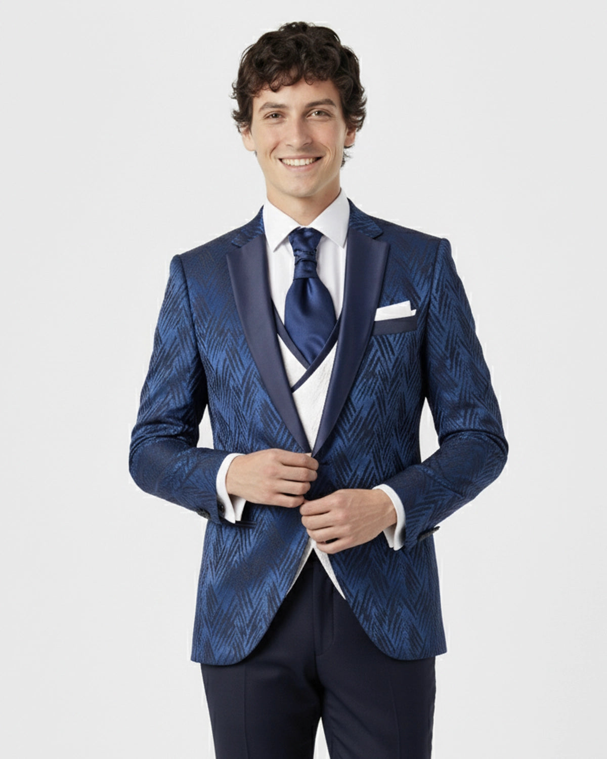 Traje de Novio Azul Marino Zebra