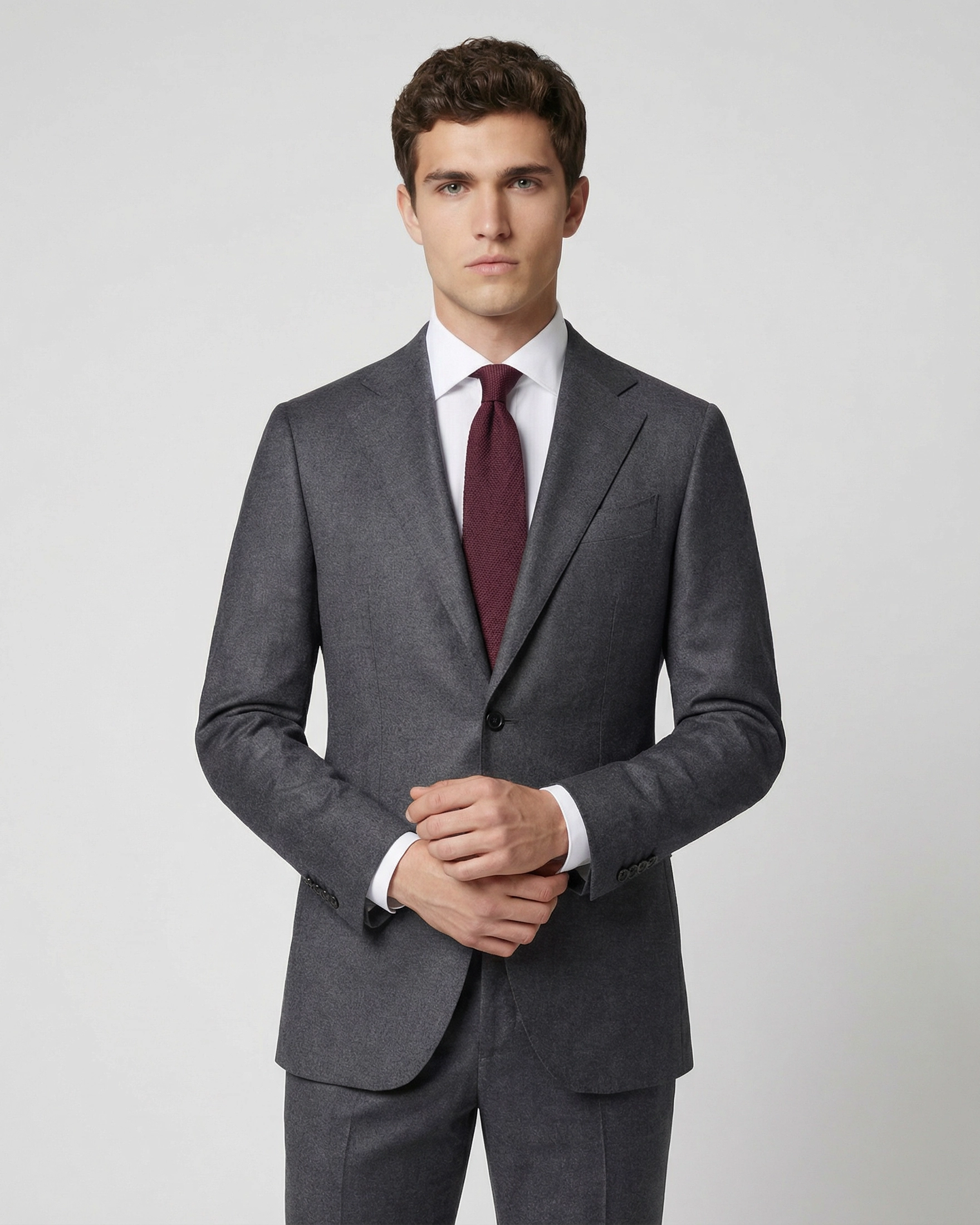 Traje a Medida Gris Marengo en Lana Mate con Punteado Sastre