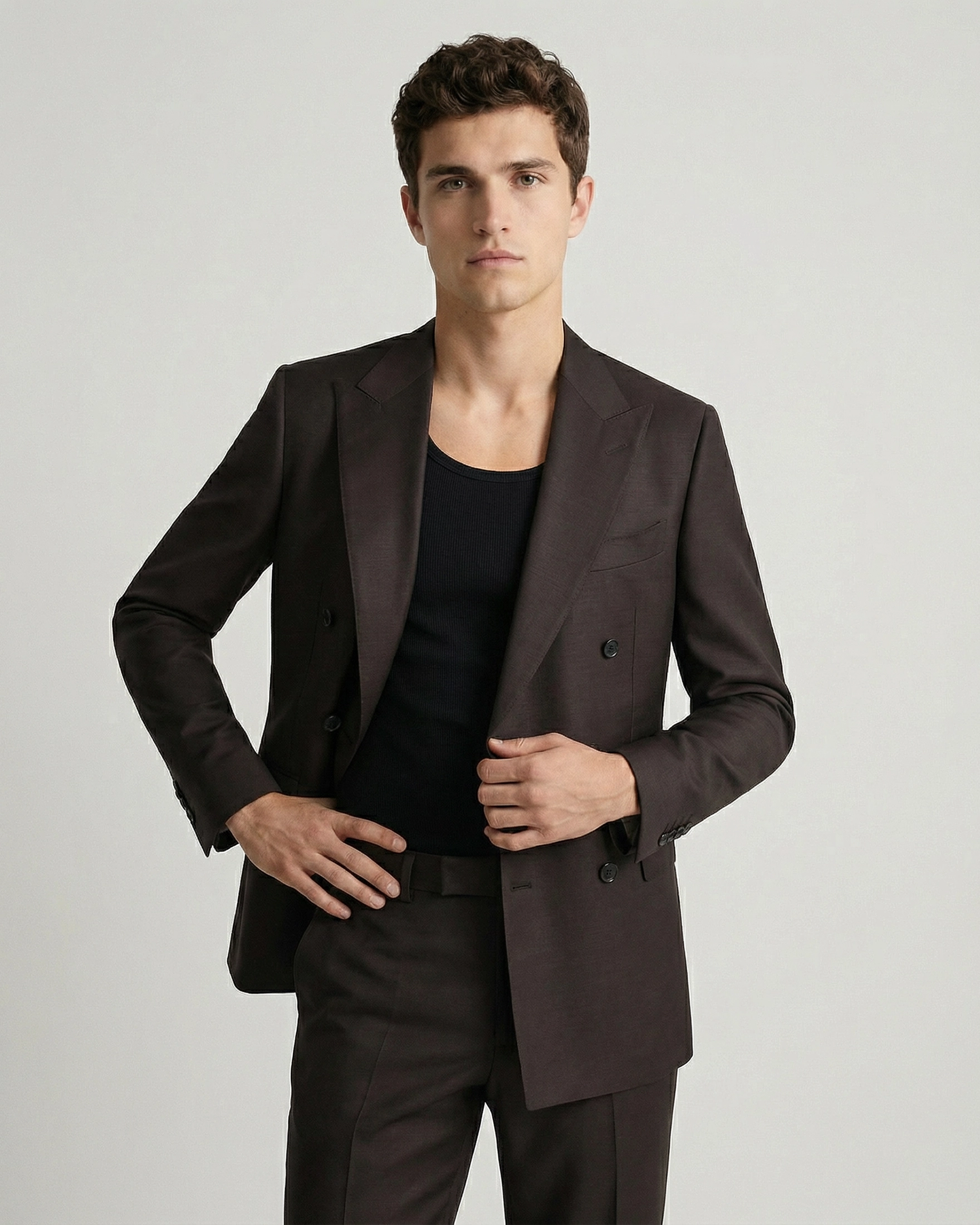 Traje Cruzado en Marrón Café Oscuro: La Nueva Sastrería