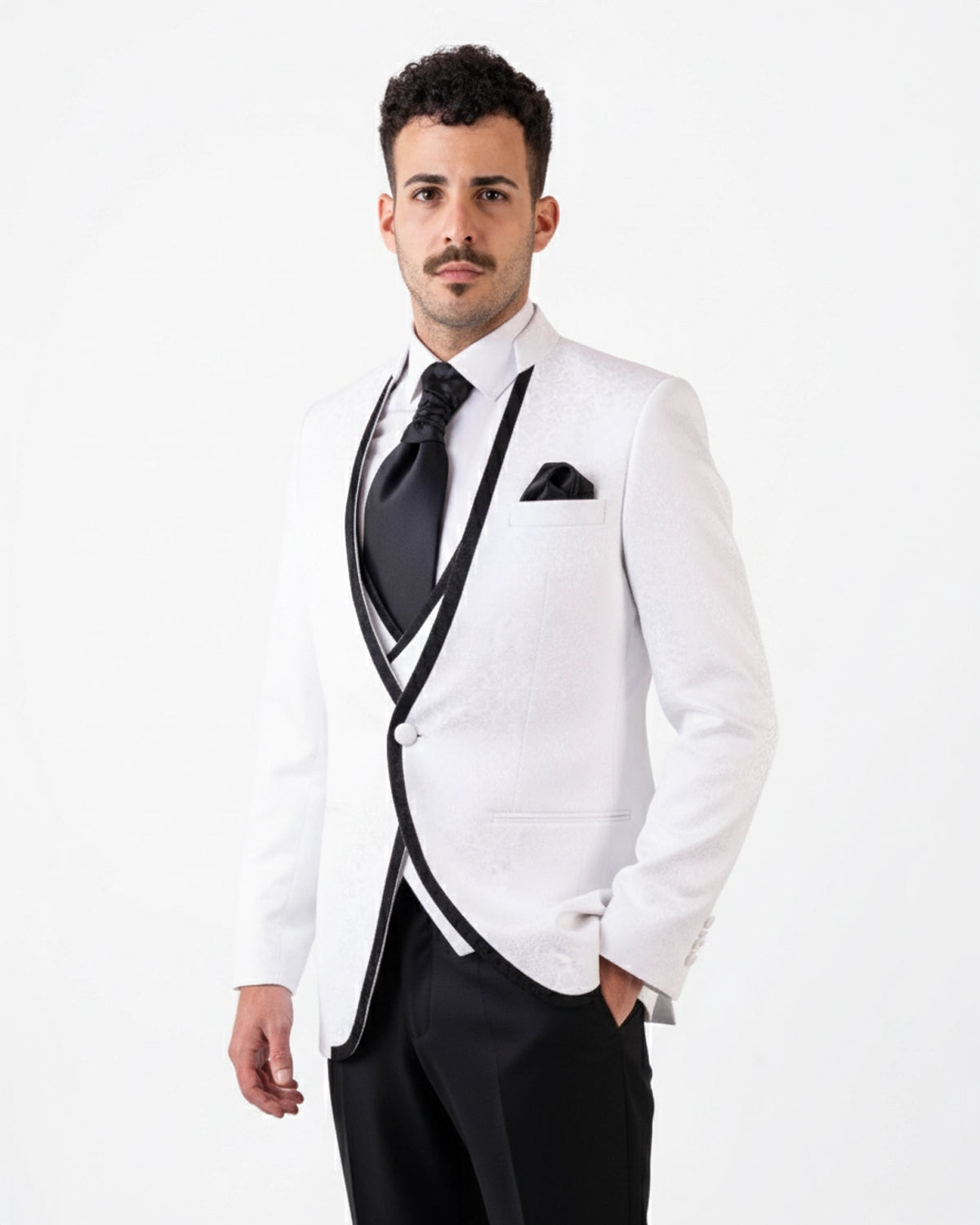 Traje Novio Italian Mao Blanco