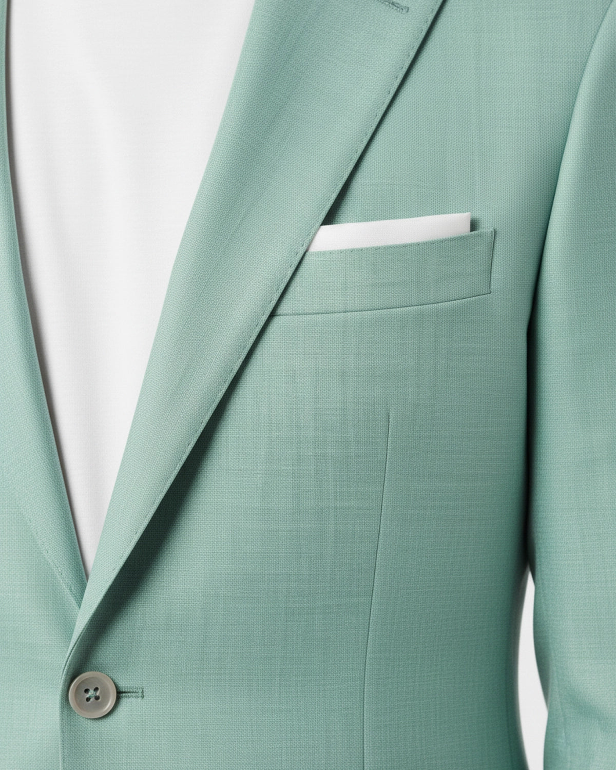 Traje de Sastrería a Medida Verde Menta Pastel (Tejido Fresco) con Solapa Clásica