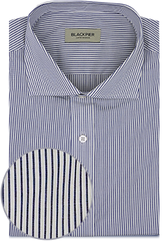 White striped shirt blue