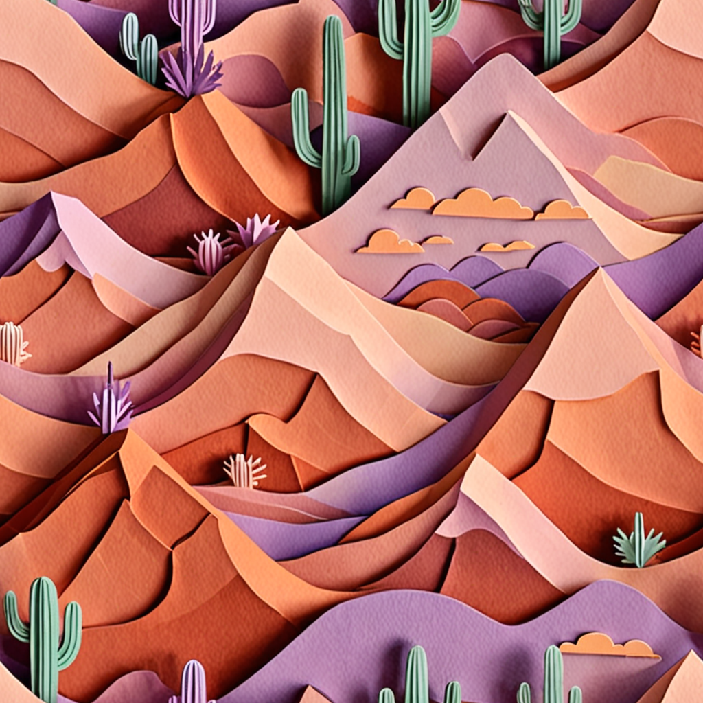 Forro Desierto y Cactus — Paisaje Paper-Cut