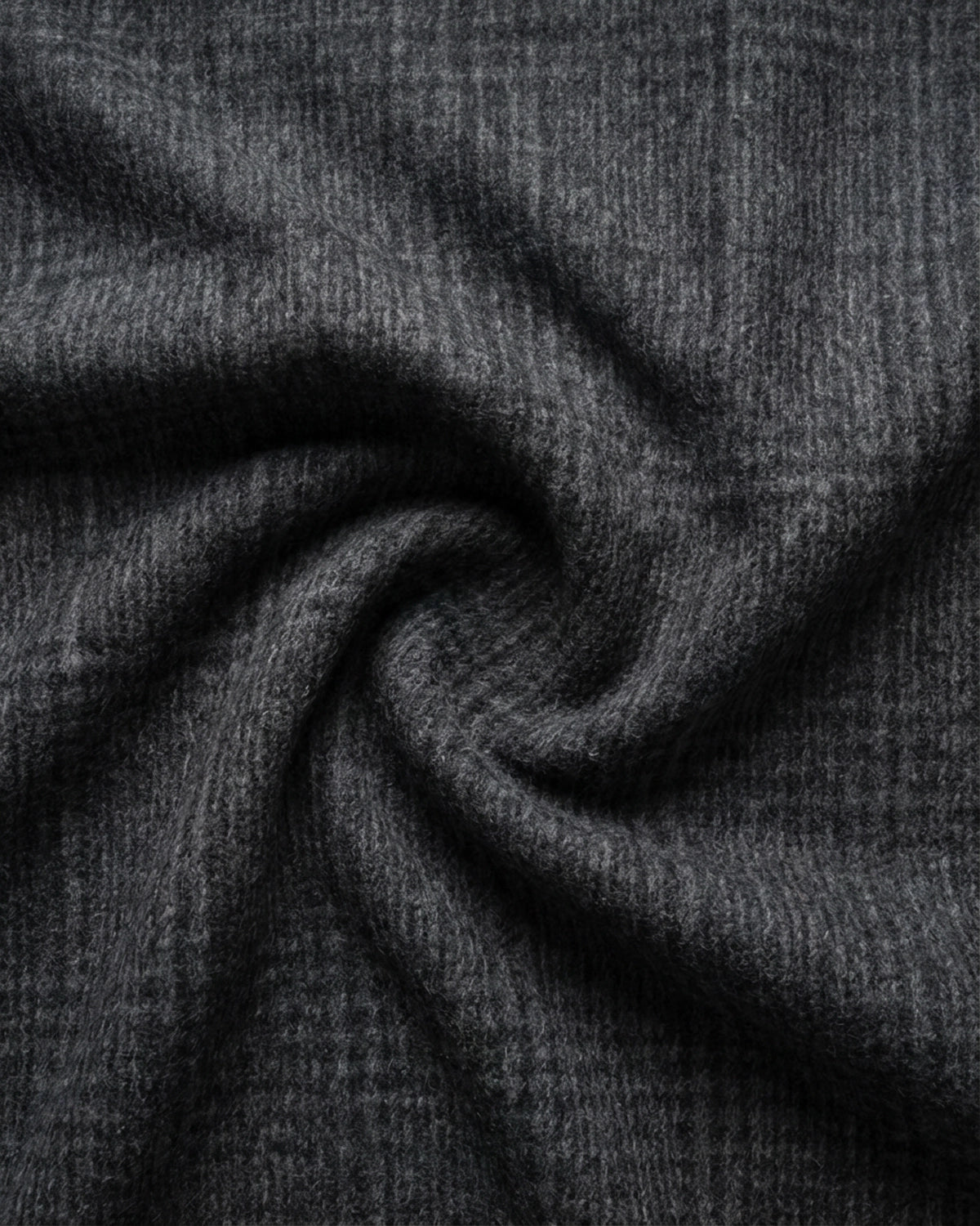 Abrigo de Lana a Medida Gris Carbón con Cuadros Príncipe de Gales y Cinturón