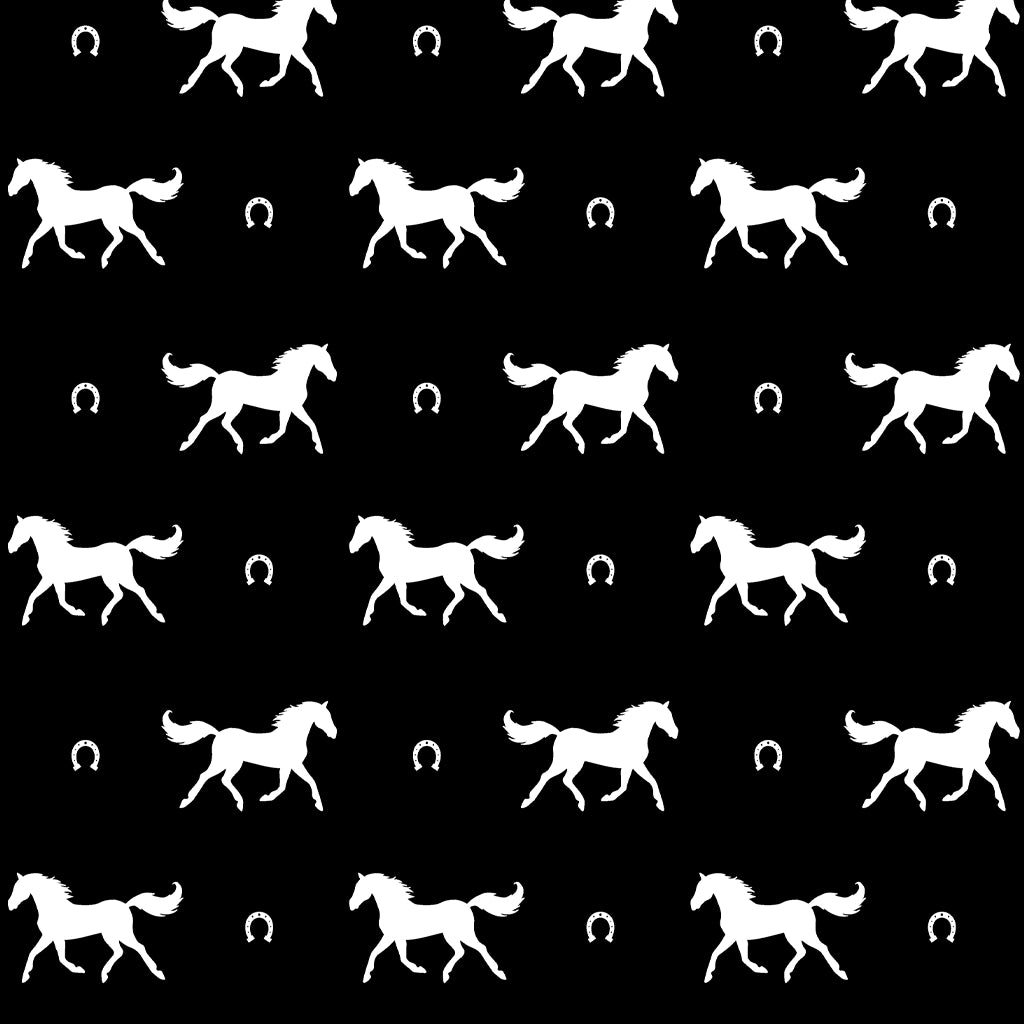 Forro Caballos Herradura — Blanco y Negro