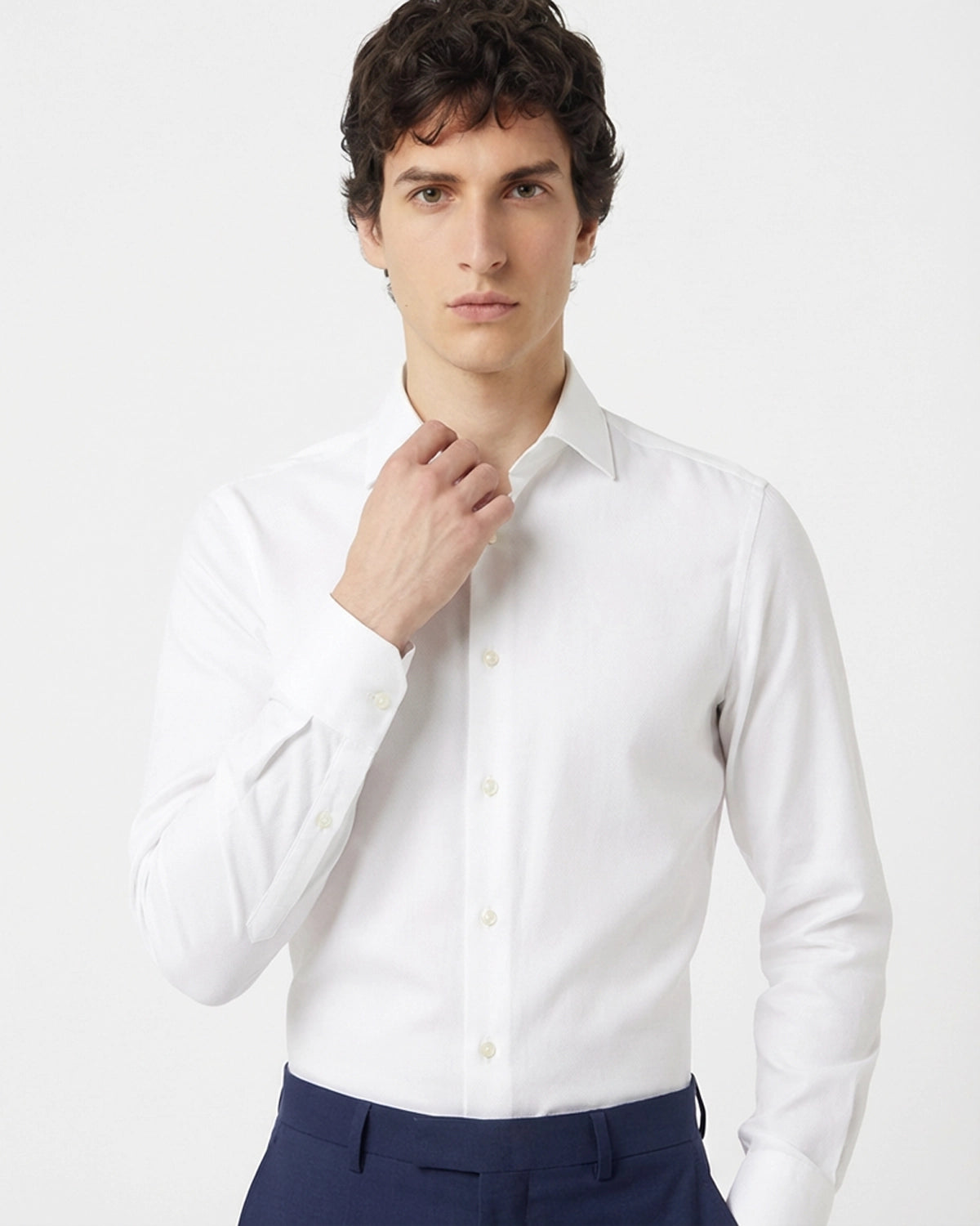 Camisa Oxford Blanca a Medida detalle tejido | Blackpier