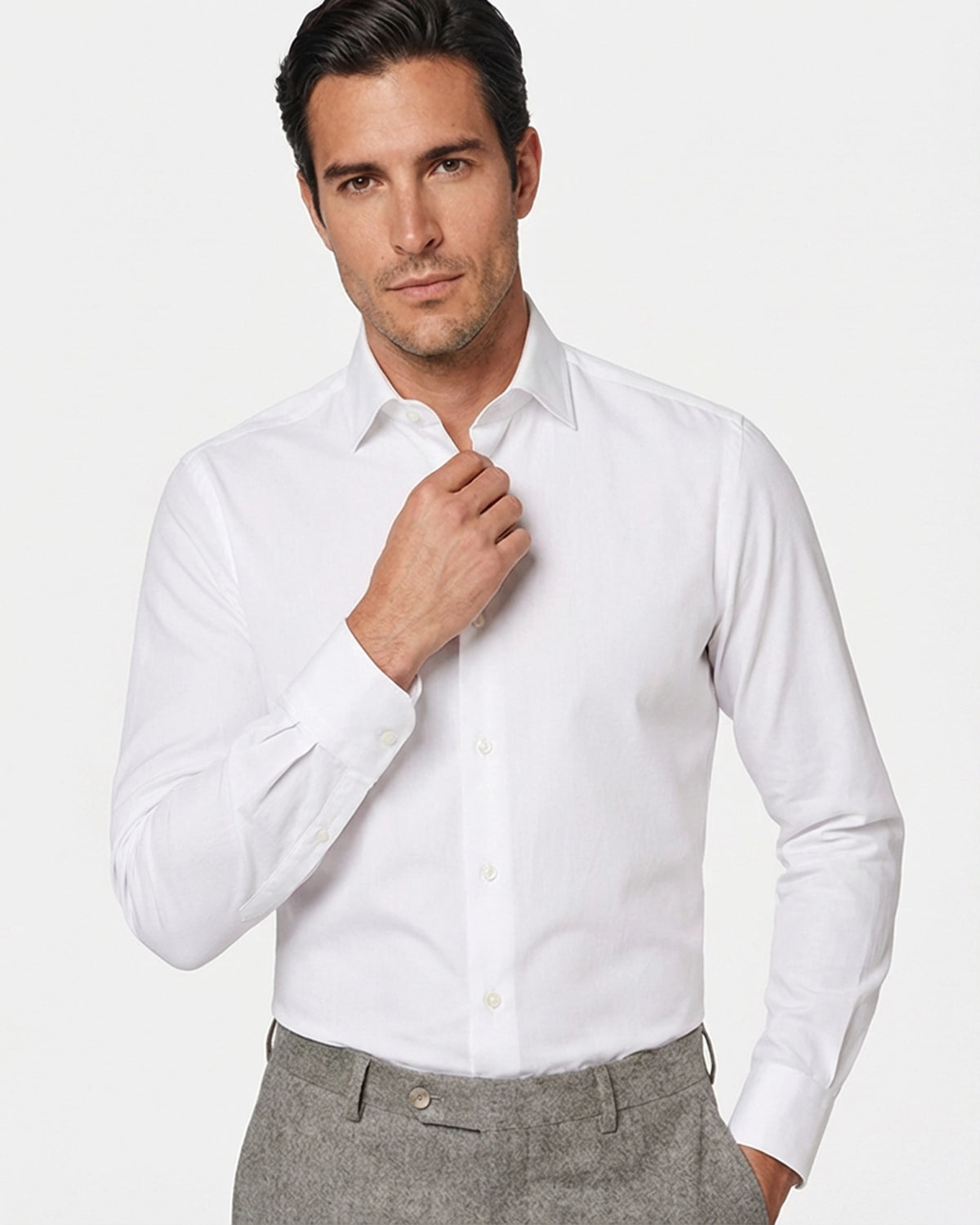 Camisa a Medida Blanca en Twill Premium (Sarga): Opaca y de Fácil Planchado