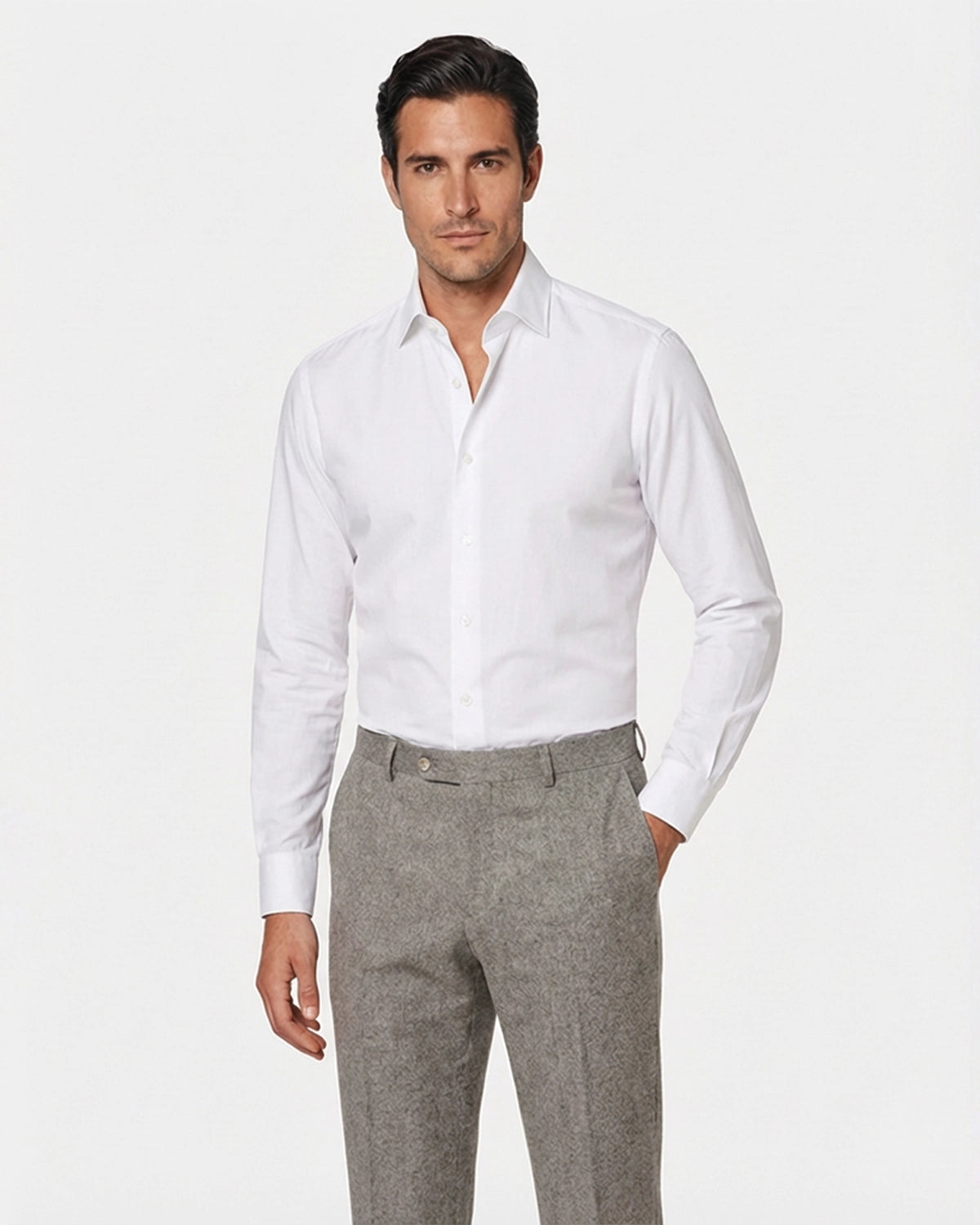 Camisa a Medida Blanca en Twill Premium (Sarga): Opaca y de Fácil Planchado