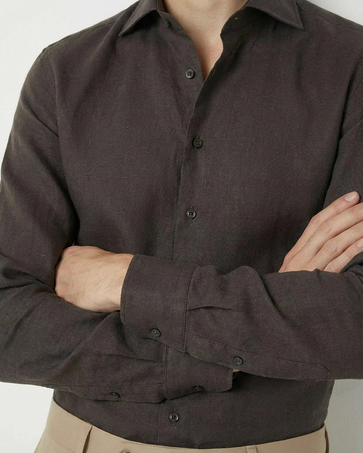 Camisa a Medida de Bambú Marrón Chocolate: Frescura Natural y Tacto de Seda