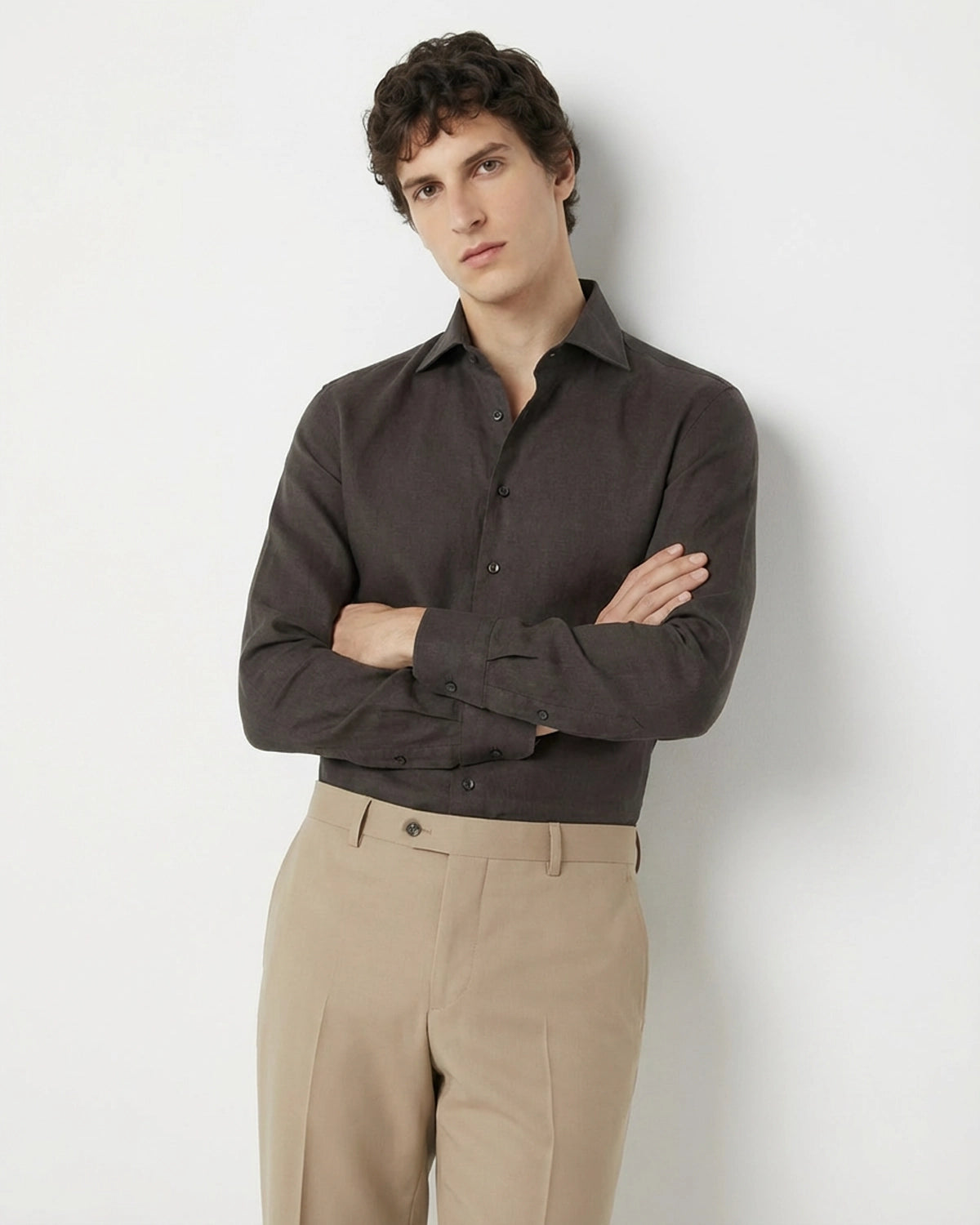 Camisa a Medida de Bambú Marrón Chocolate: Frescura Natural y Tacto de Seda