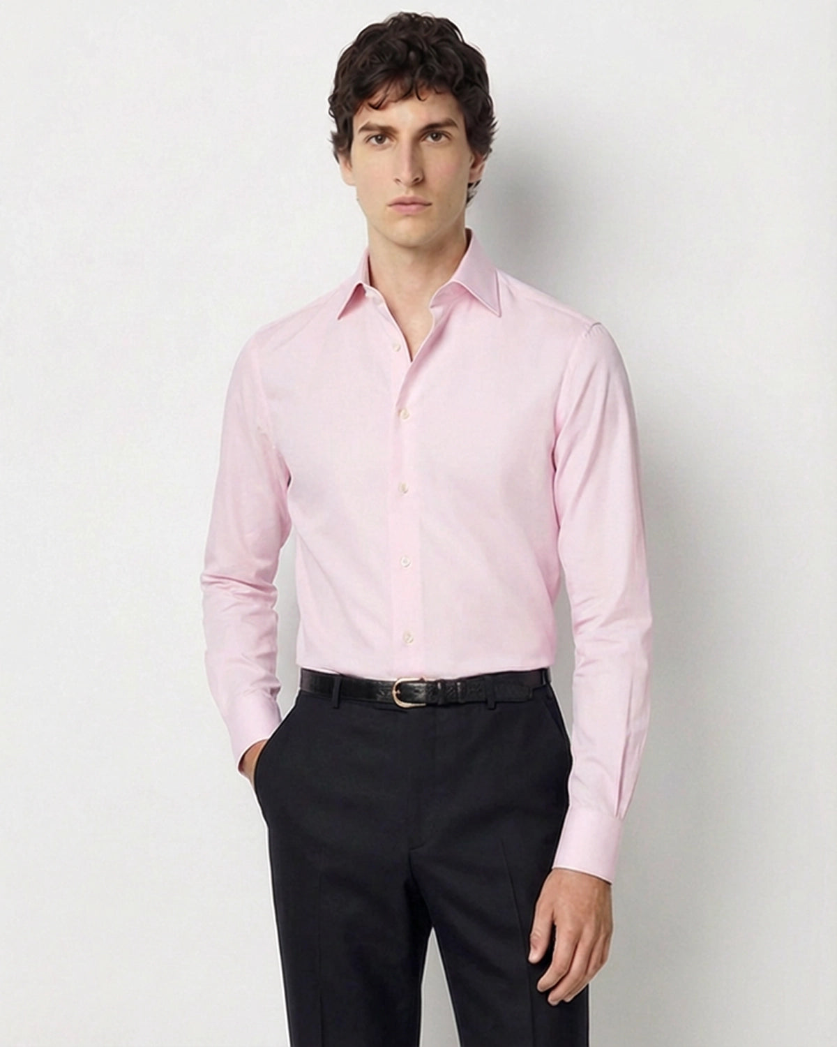 Camisa a Medida Rosa Pálido (Pale Pink) en Algodón Premium
