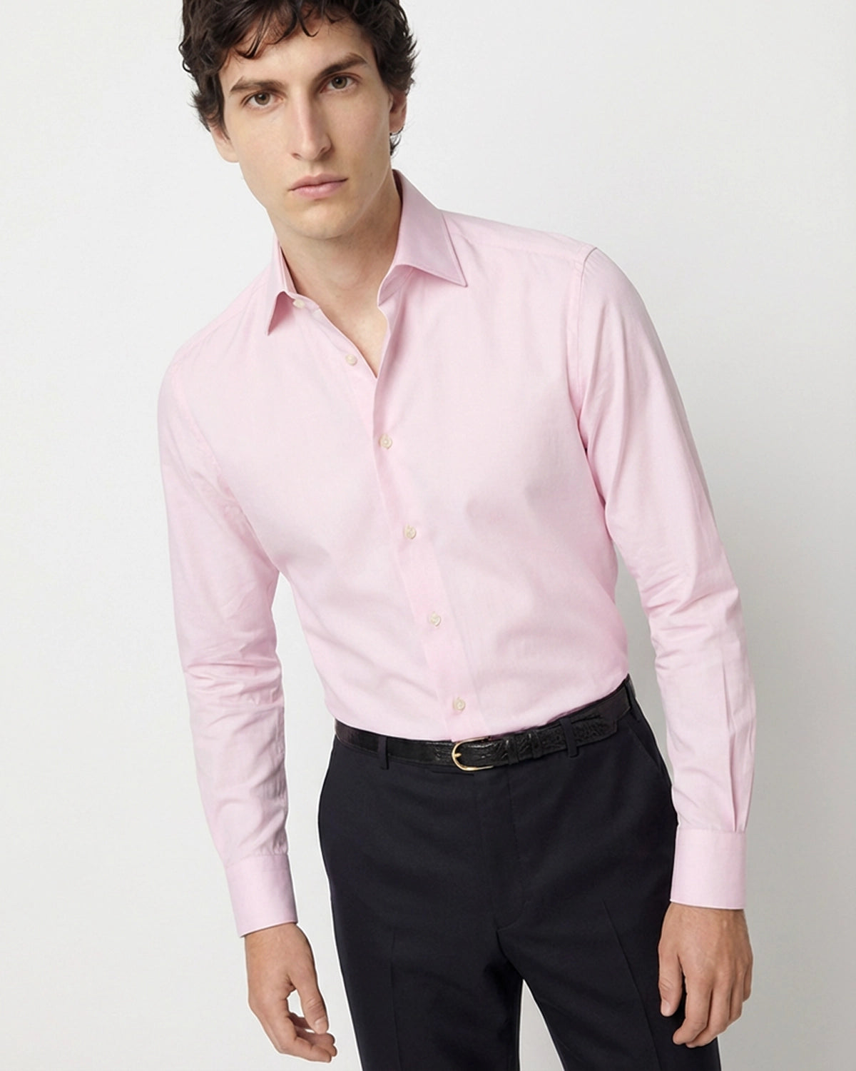 Camisa a Medida Rosa Pálido (Pale Pink) en Algodón Premium