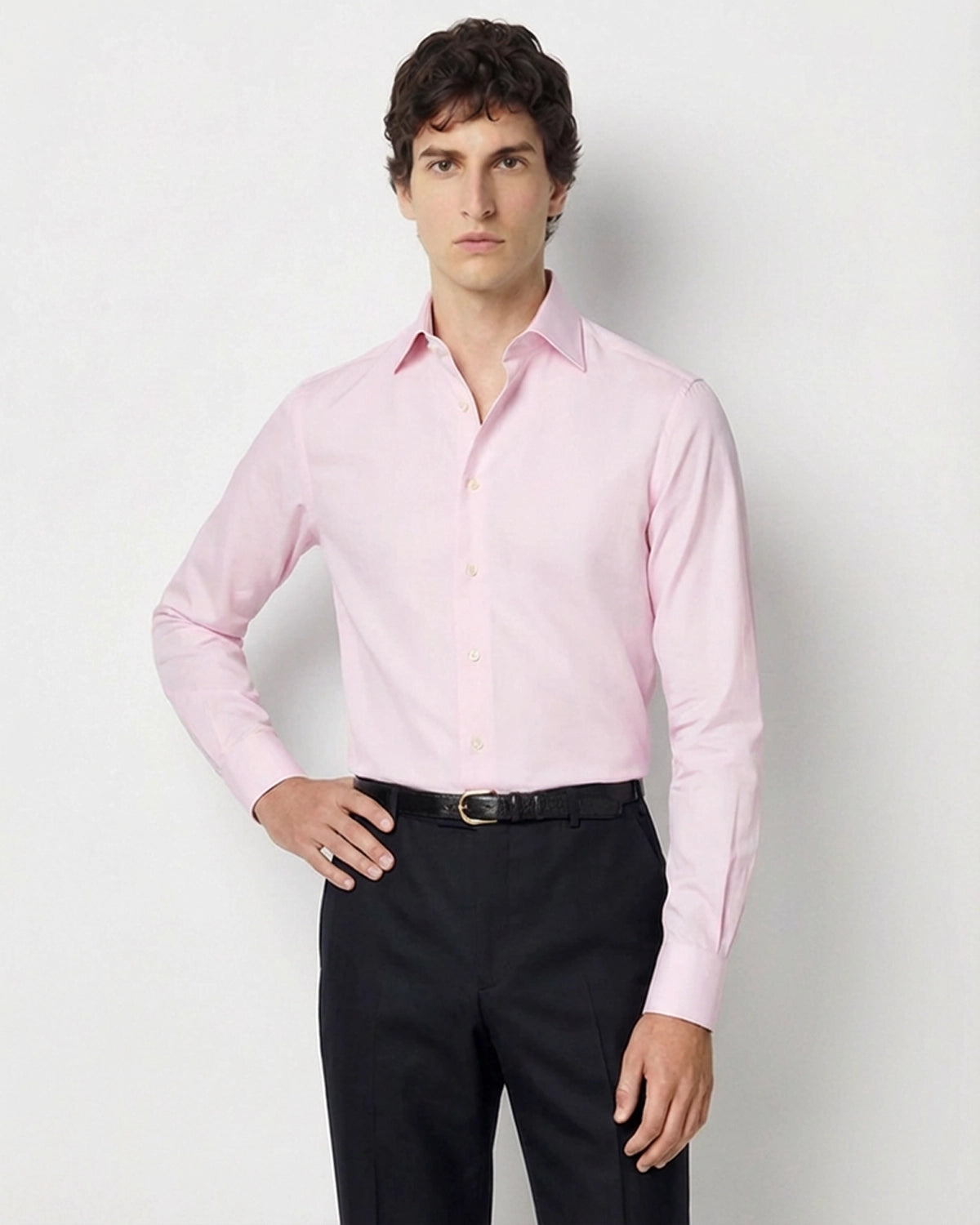 Camisa a Medida Rosa Pálido (Pale Pink) en Algodón Premium