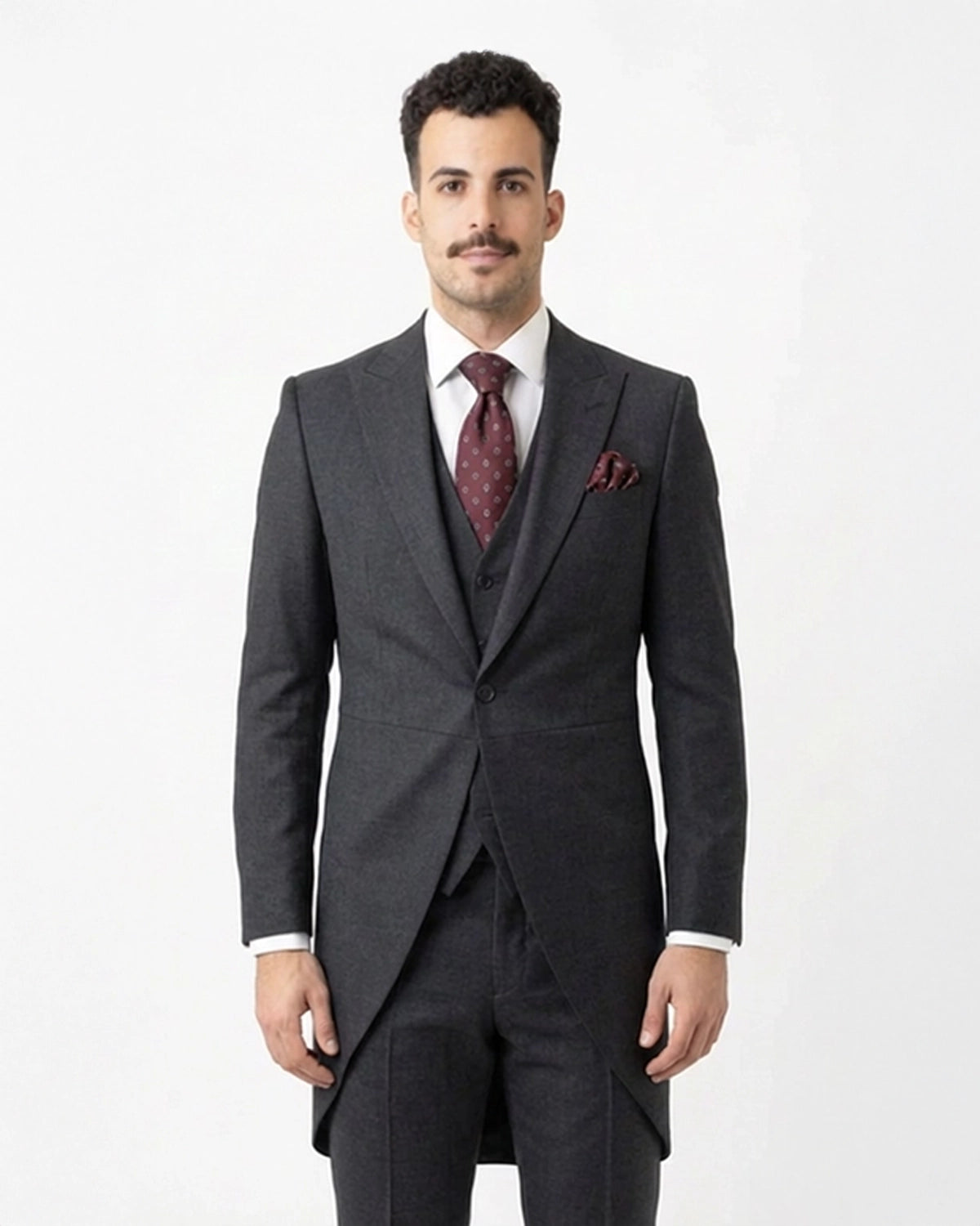 Chaqué de Novio a Medida "Total Look" en Gris Marengo (Antracita) de 3 Piezas