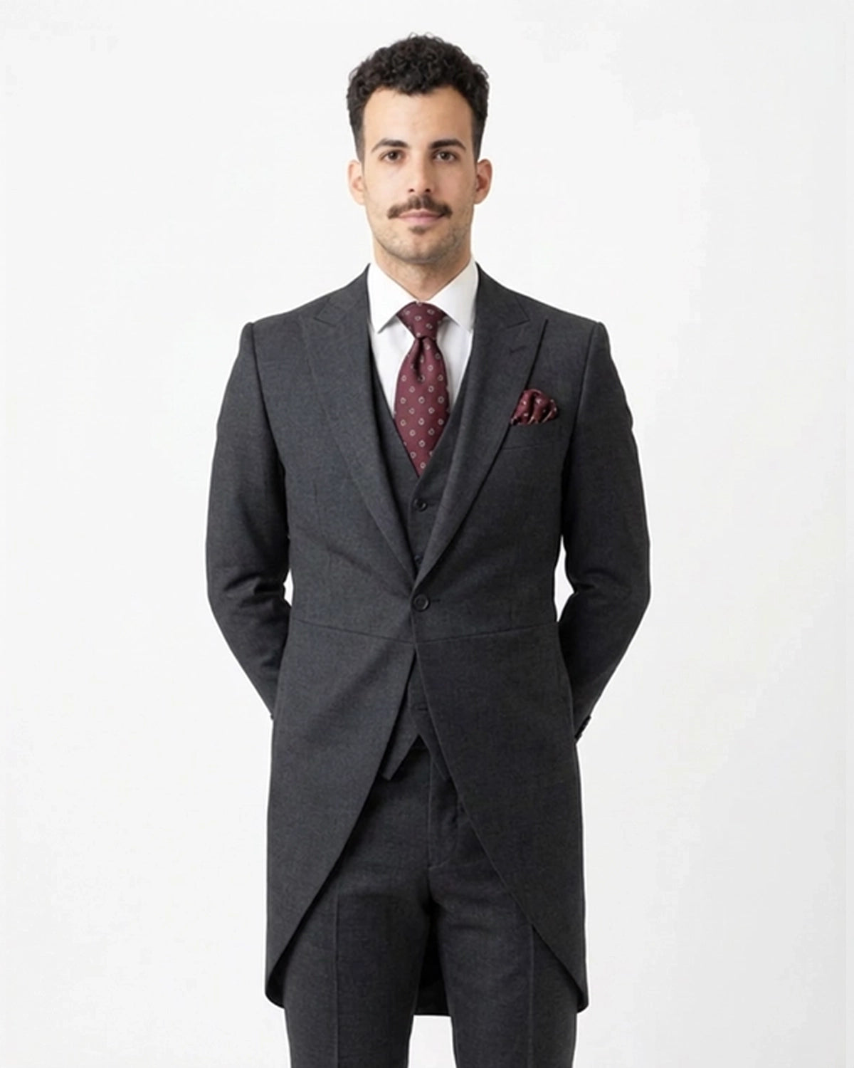 Chaqué de Novio a Medida "Total Look" en Gris Marengo (Antracita) de 3 Piezas