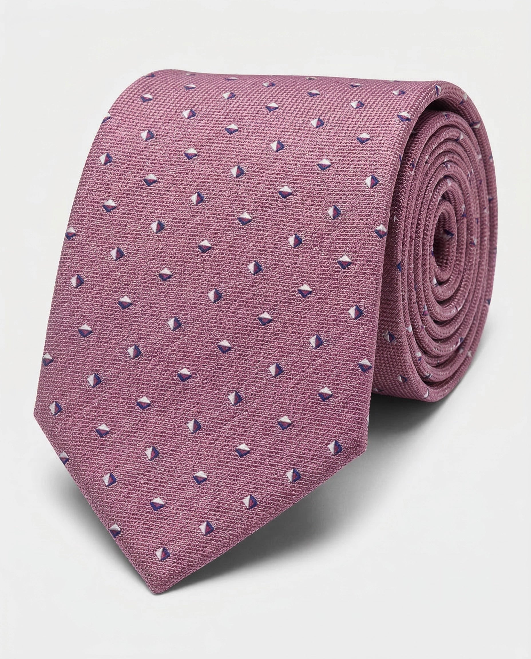 Corbata Rosa con Microestampado Geométrico