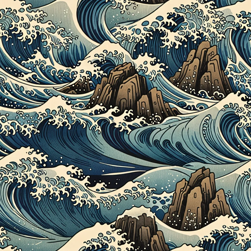 Forro Gran Ola — Mar Estilo Japonés