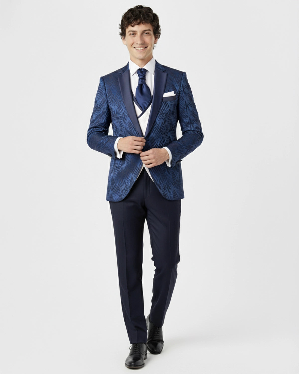 Traje de Novio Azul Marino Zebra