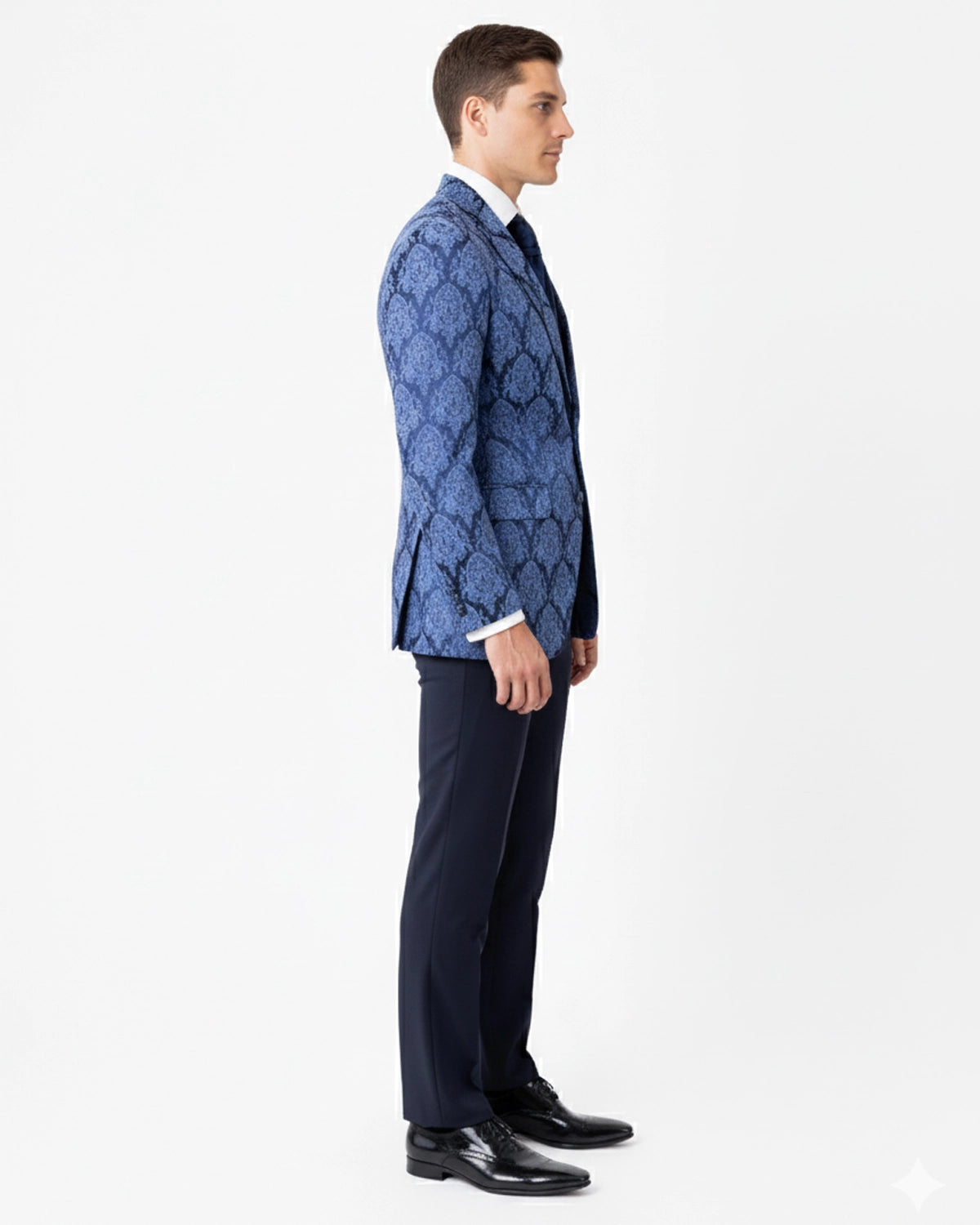 Traje Novio Esptampado Azul