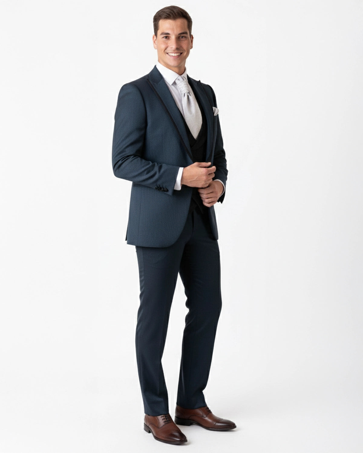 Traje novio azul verde oscuro