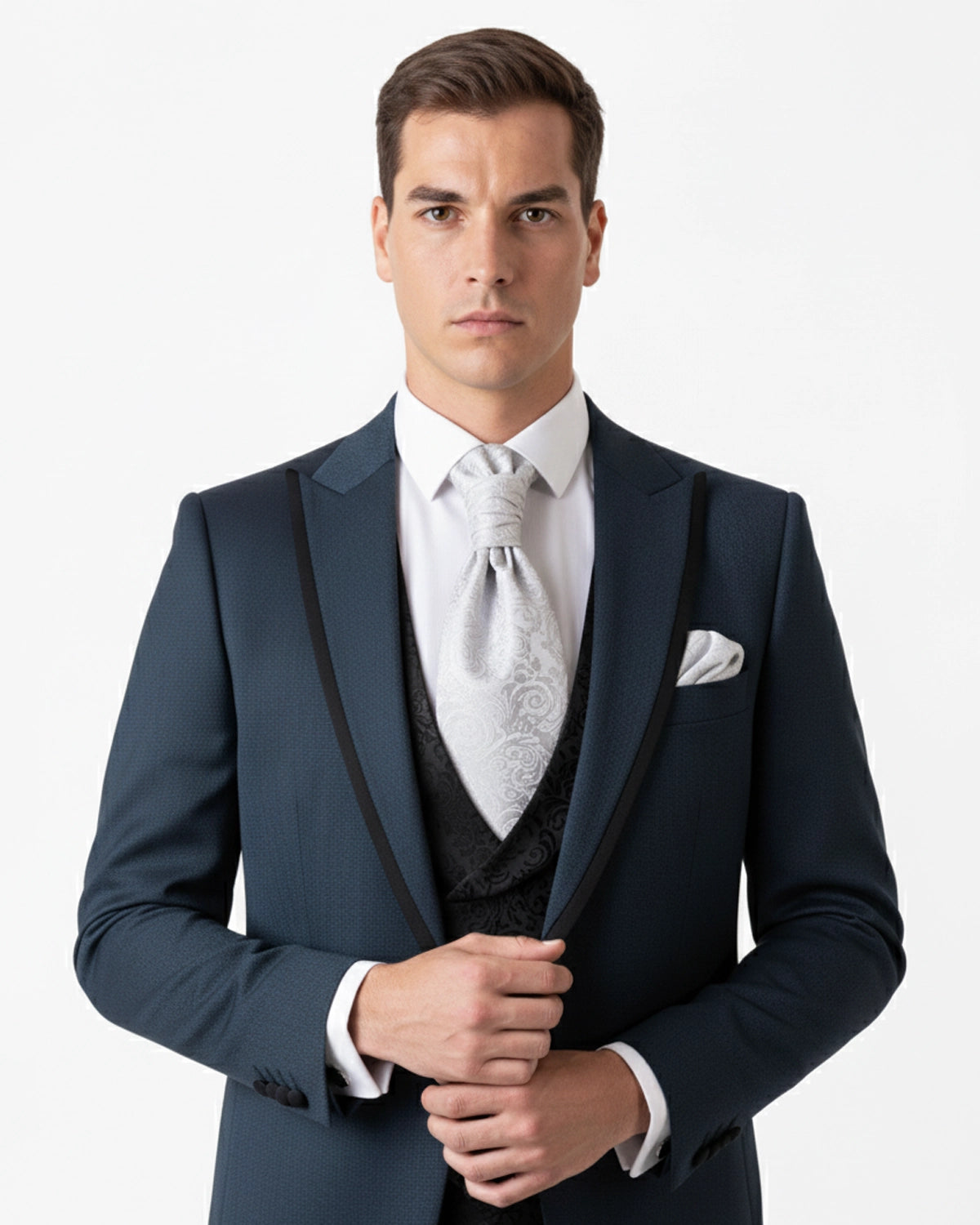 Traje novio azul verde oscuro