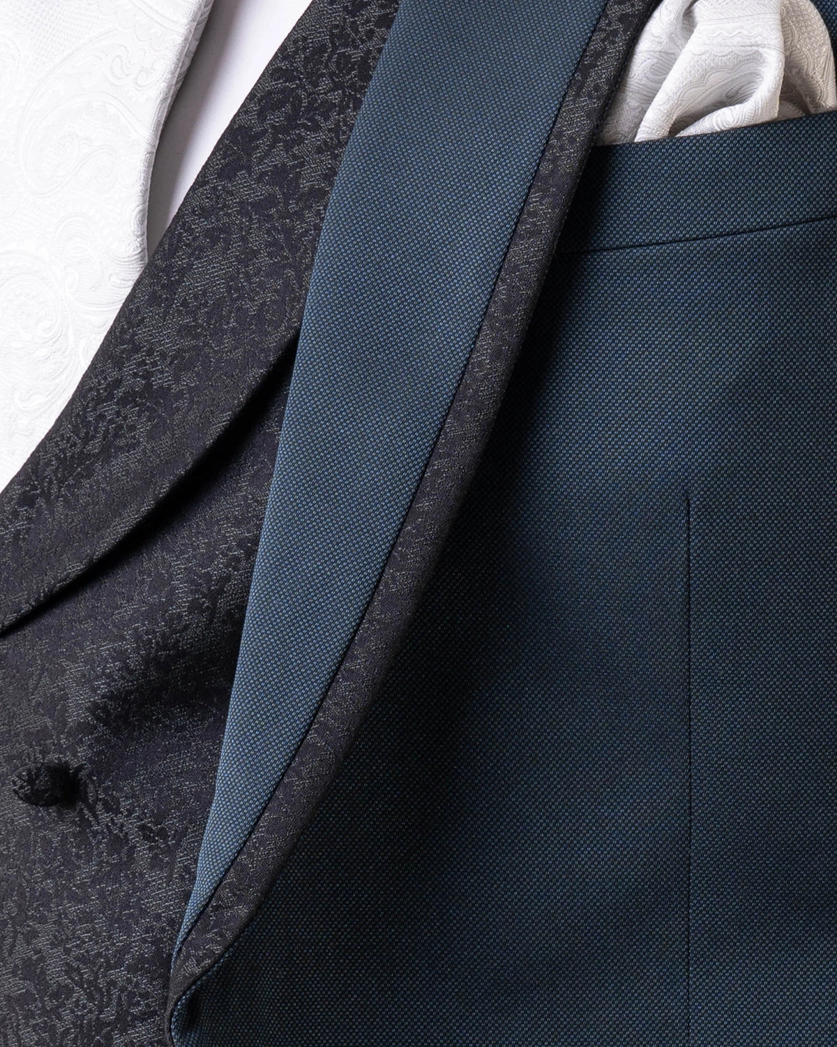 Traje novio azul verde oscuro