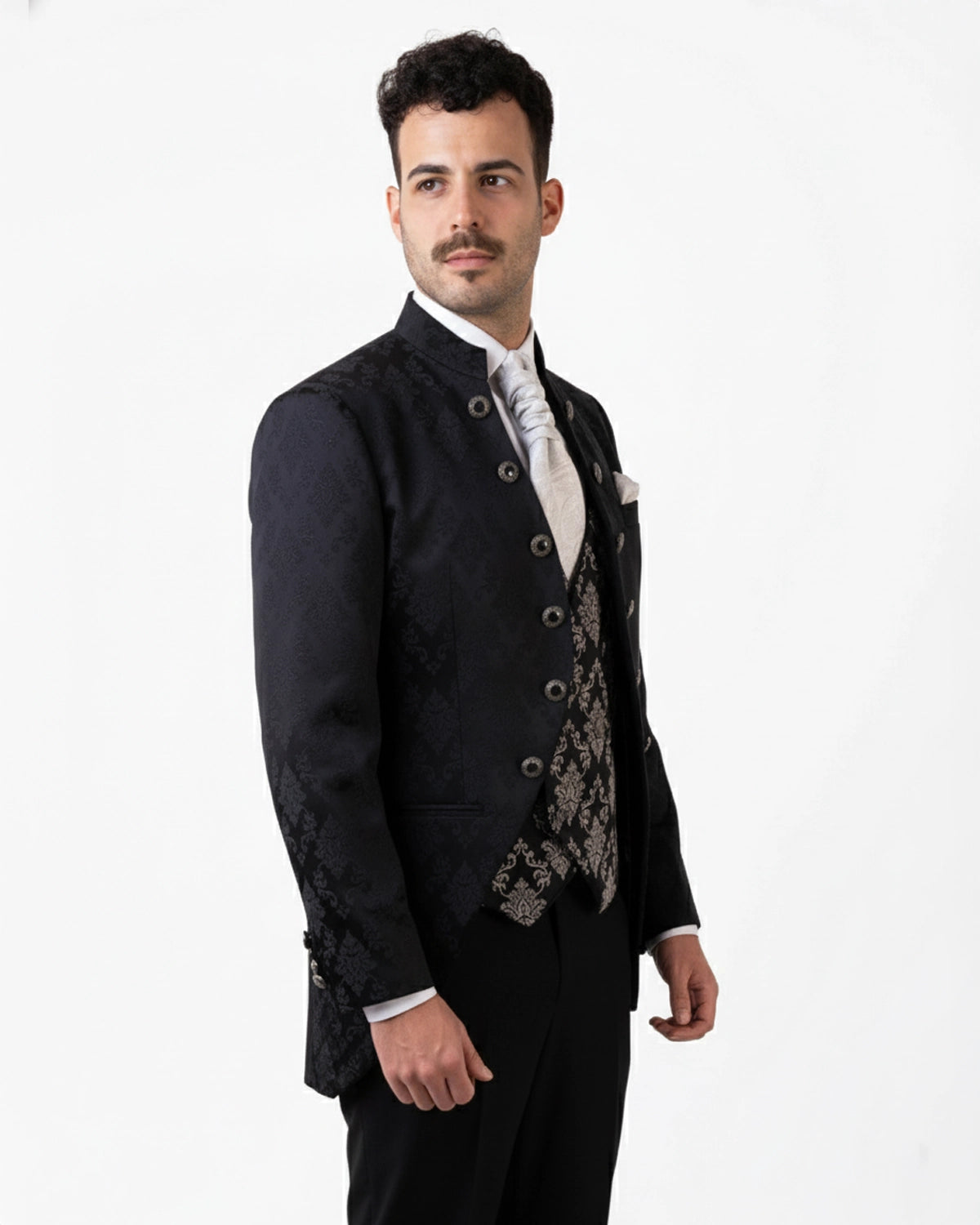 Traje Novio Capa Negro con trama