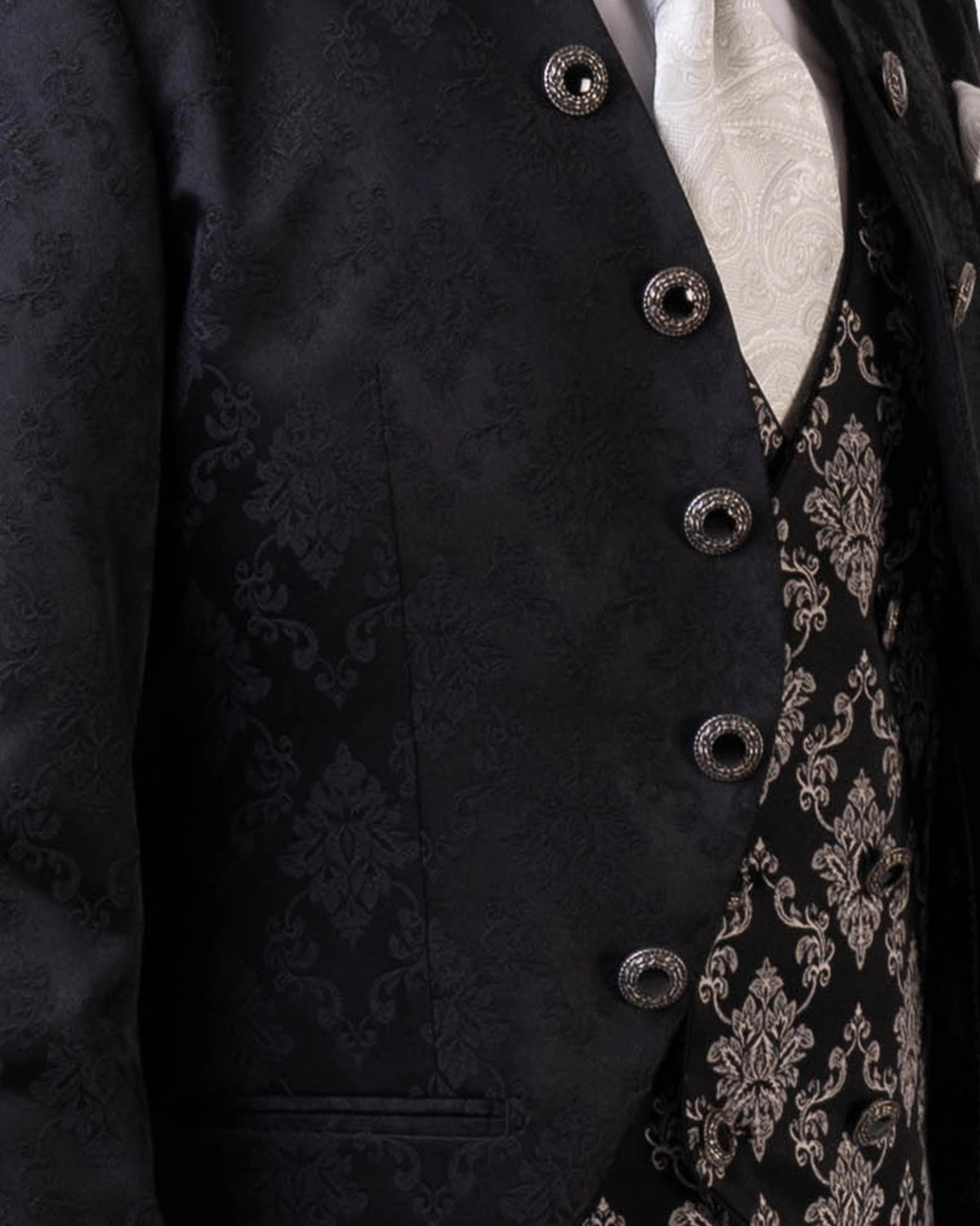 Traje Novio Capa Negro con trama