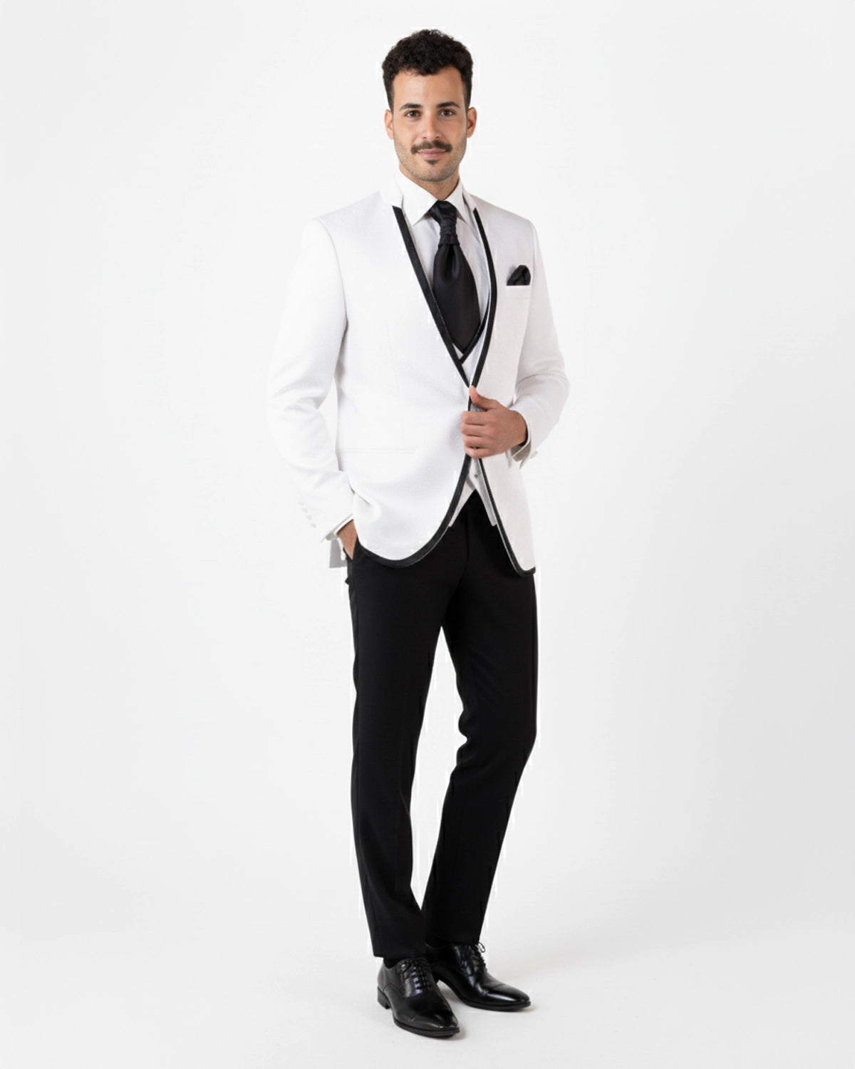 Traje Novio Italian Mao Blanco