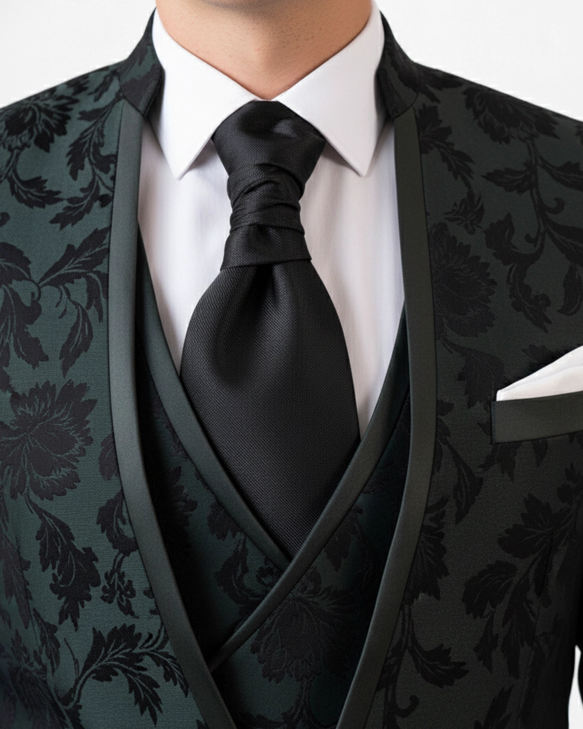 traje novio italian mao verde floral