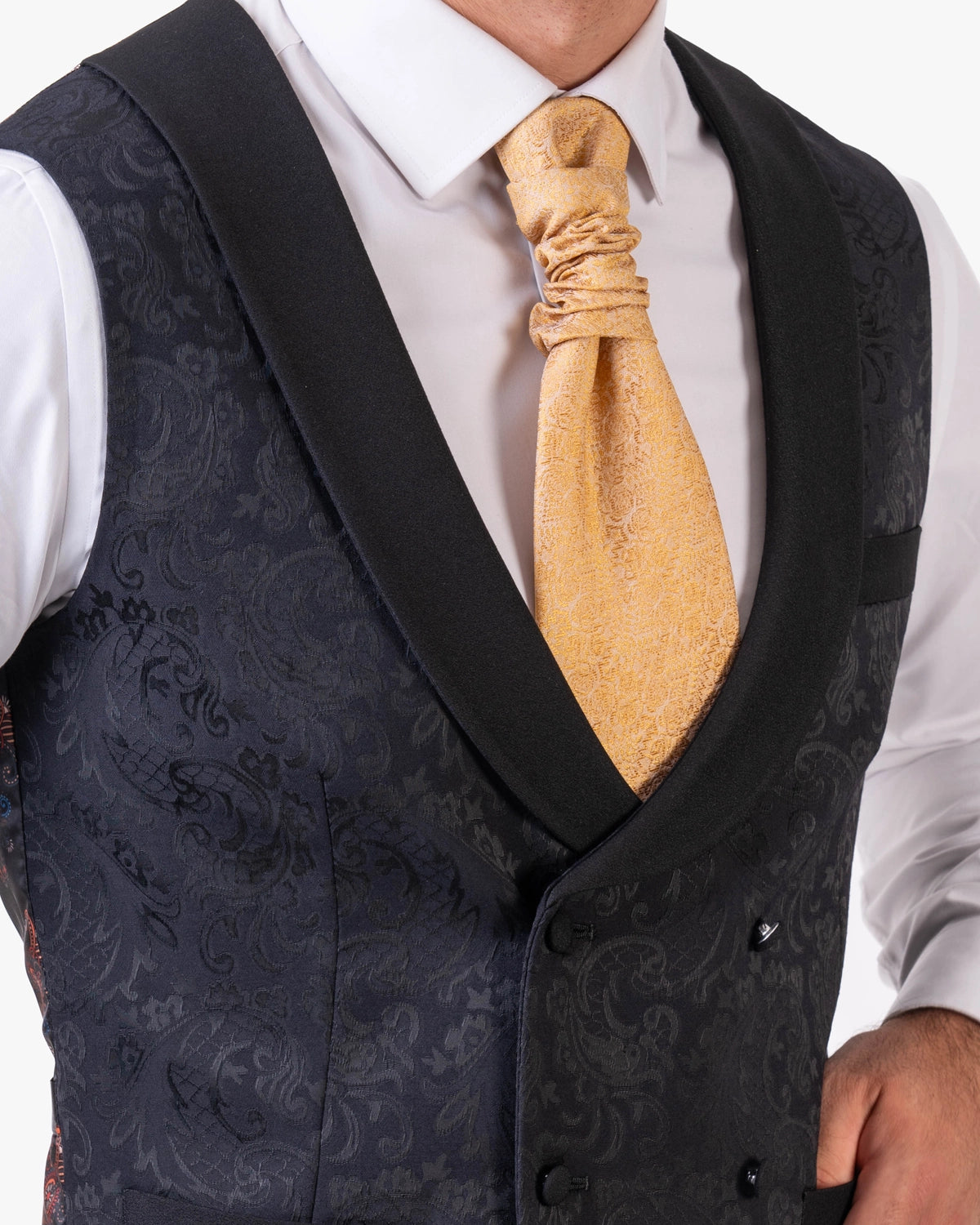 Traje novio Negro Ribete