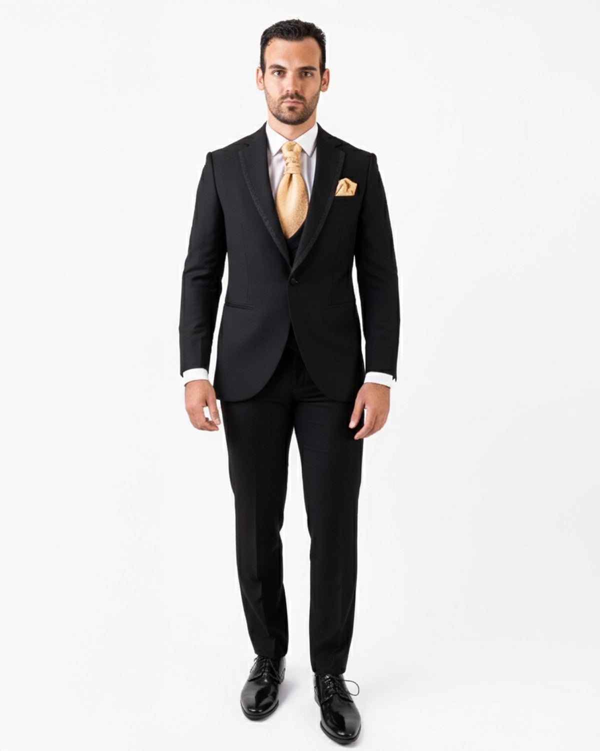 Traje novio Negro Ribete