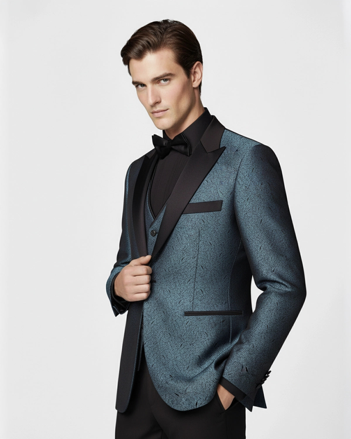 Traje de Novio Azul Petróleo detalle tejido | Blackpier