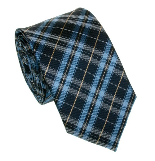 Slim dark blue and gray checkered tie
