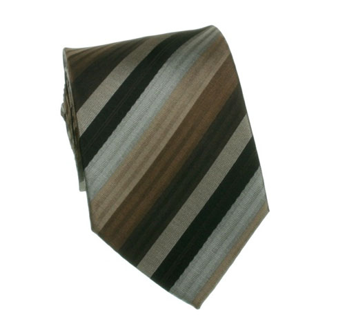 Cravate bruns à rayures noires et grises