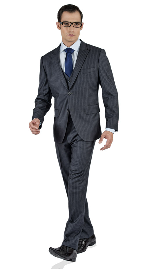 Striped Grey 3 Piece Custom Suit