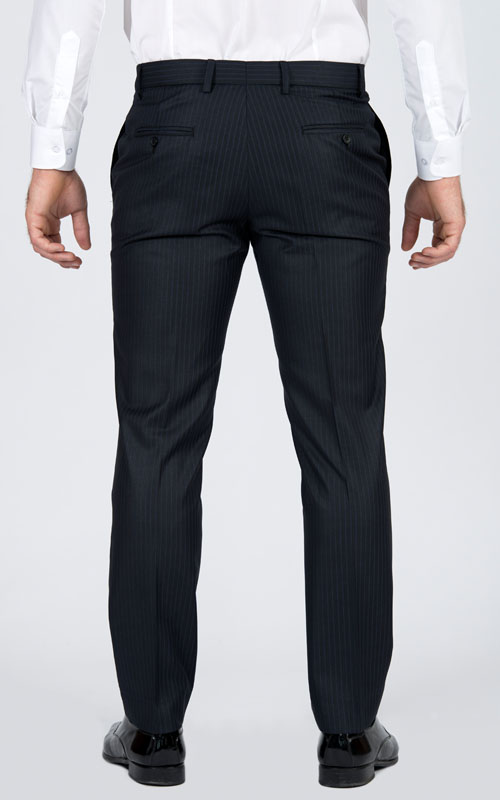 Striped Navy Custom Suit - Back pants