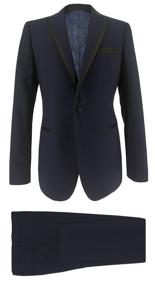 Tuxedo Suit Solid Dark blue