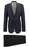 Blue and Black Floral Pattern Tuxedo - Entire suit